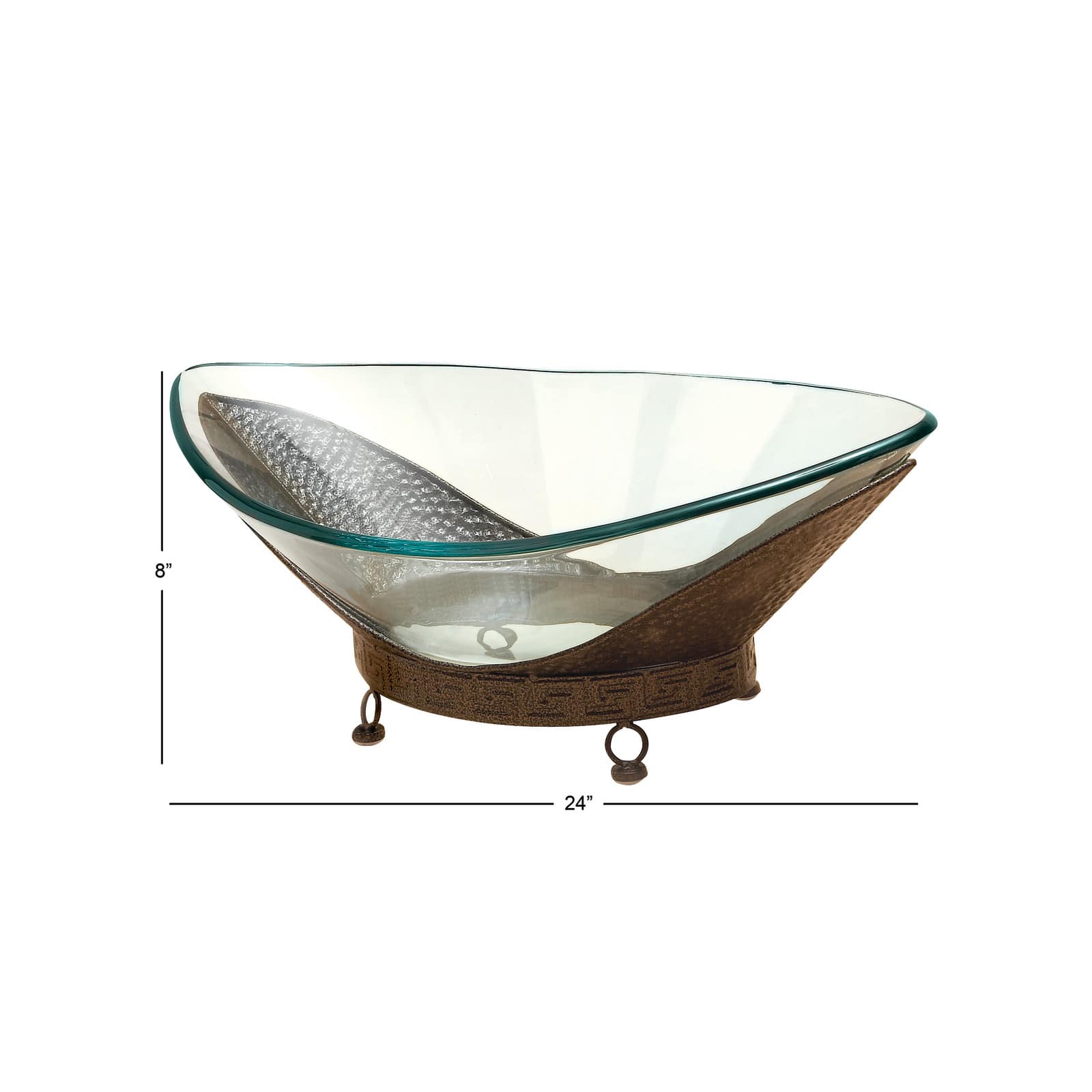Copper Glass and Metal Traditional Serving Stand, 8&#x22; x 24&#x22; x 14&#x22;