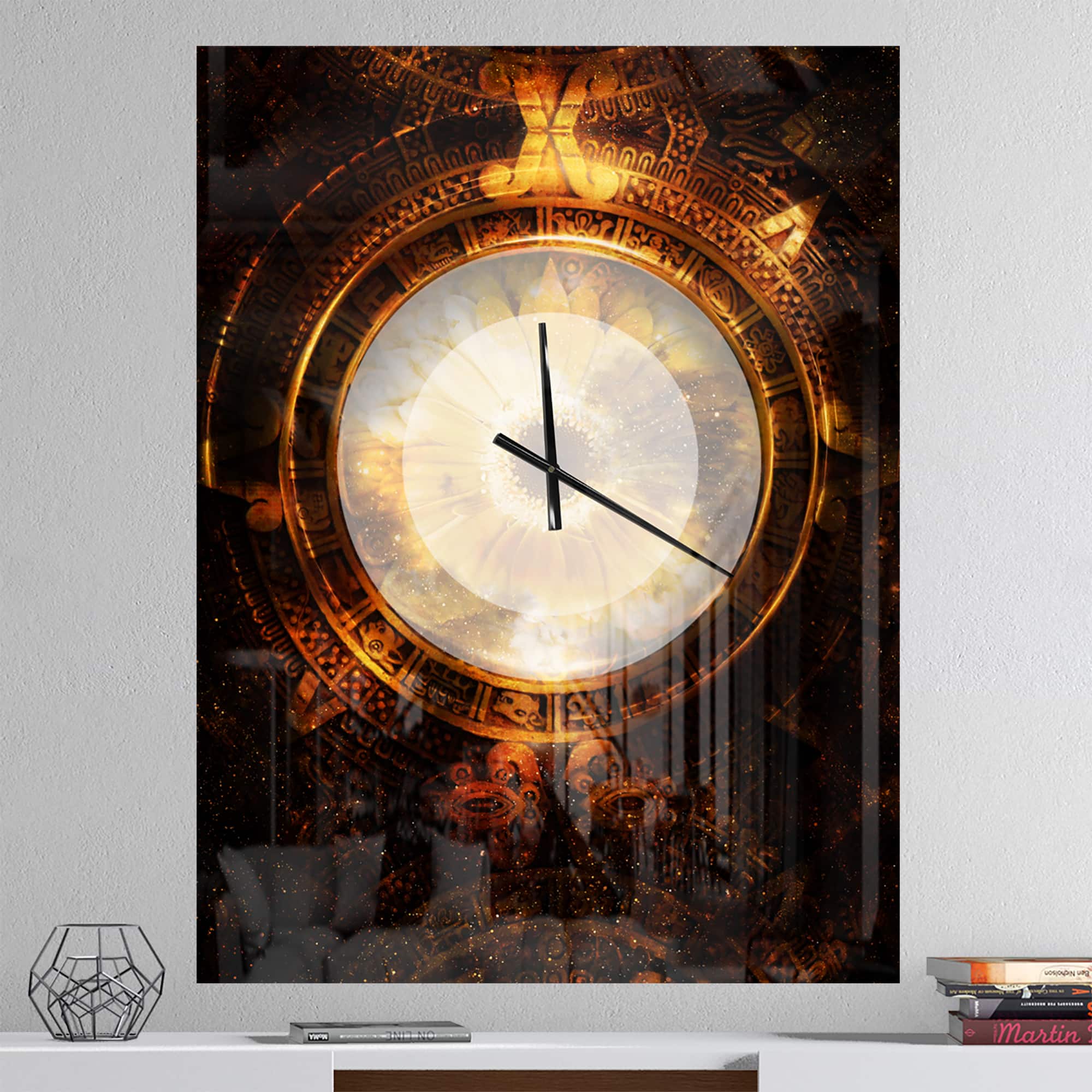 Designart &#x27;Ancient Mayan Calendar Collage Modern Rectangular Wall Clock