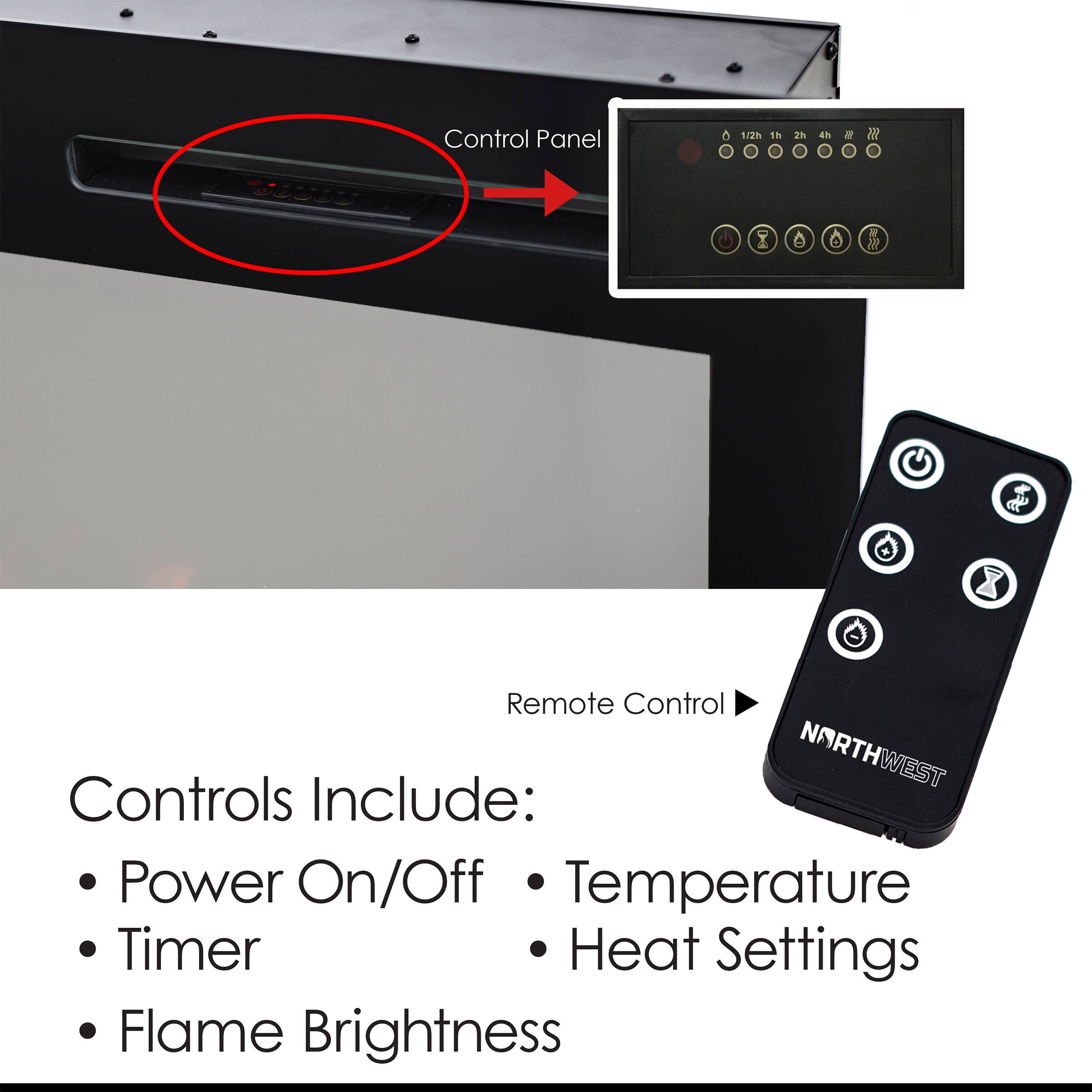 Hastings Home 50&#x22; Black Electric Fireplace
