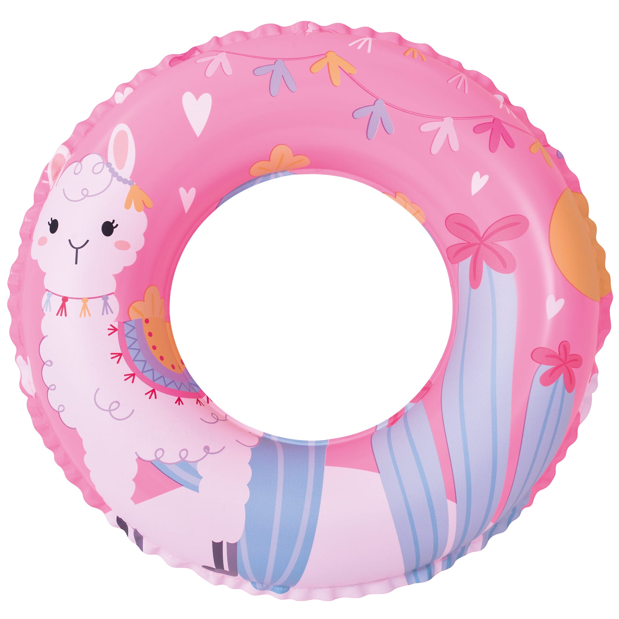 20&#x22; Pink &#x26; White Alpaca Inflatable Swim Ring Tube Float