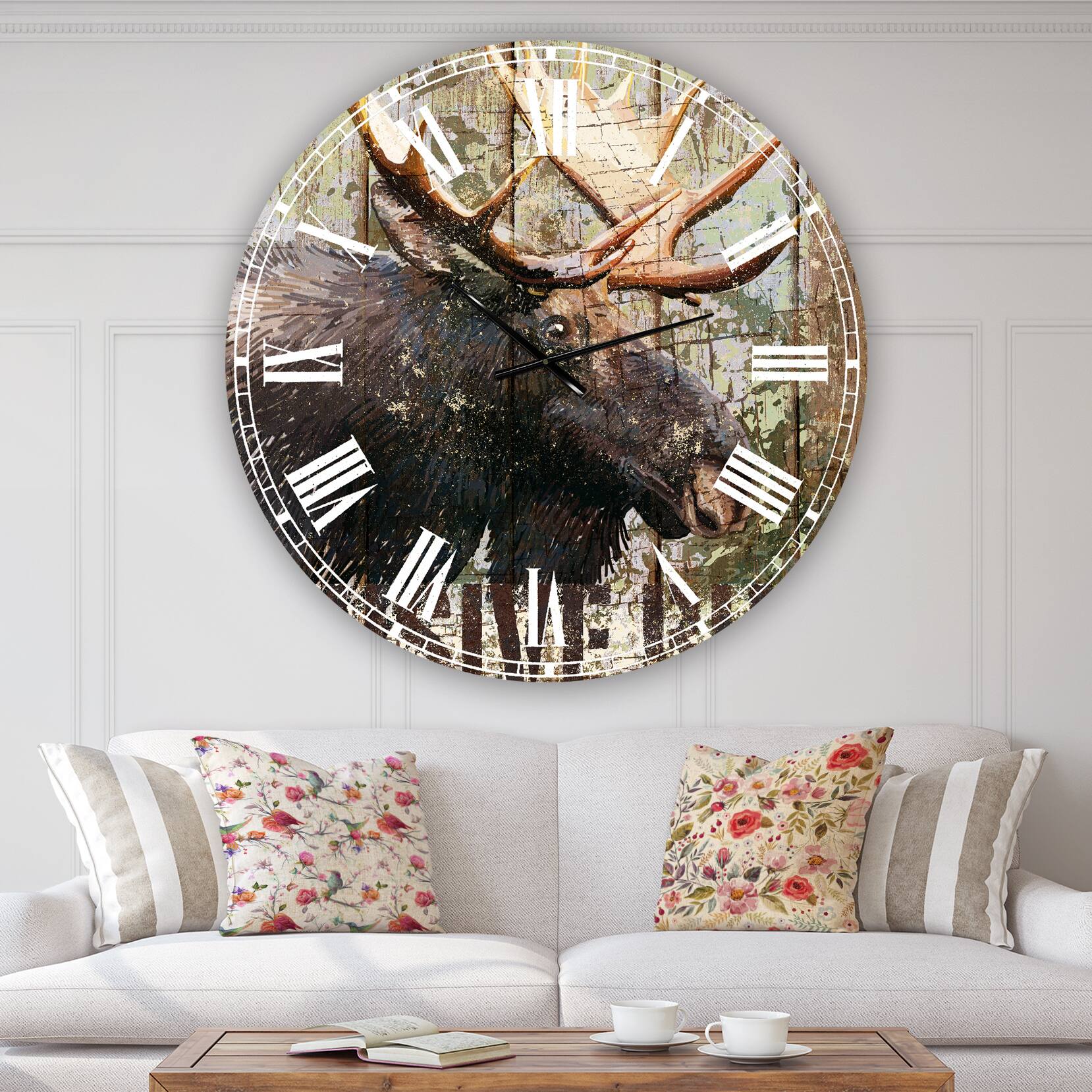 Designart 'Open Season Moose Oversized Traditional Wall Clock