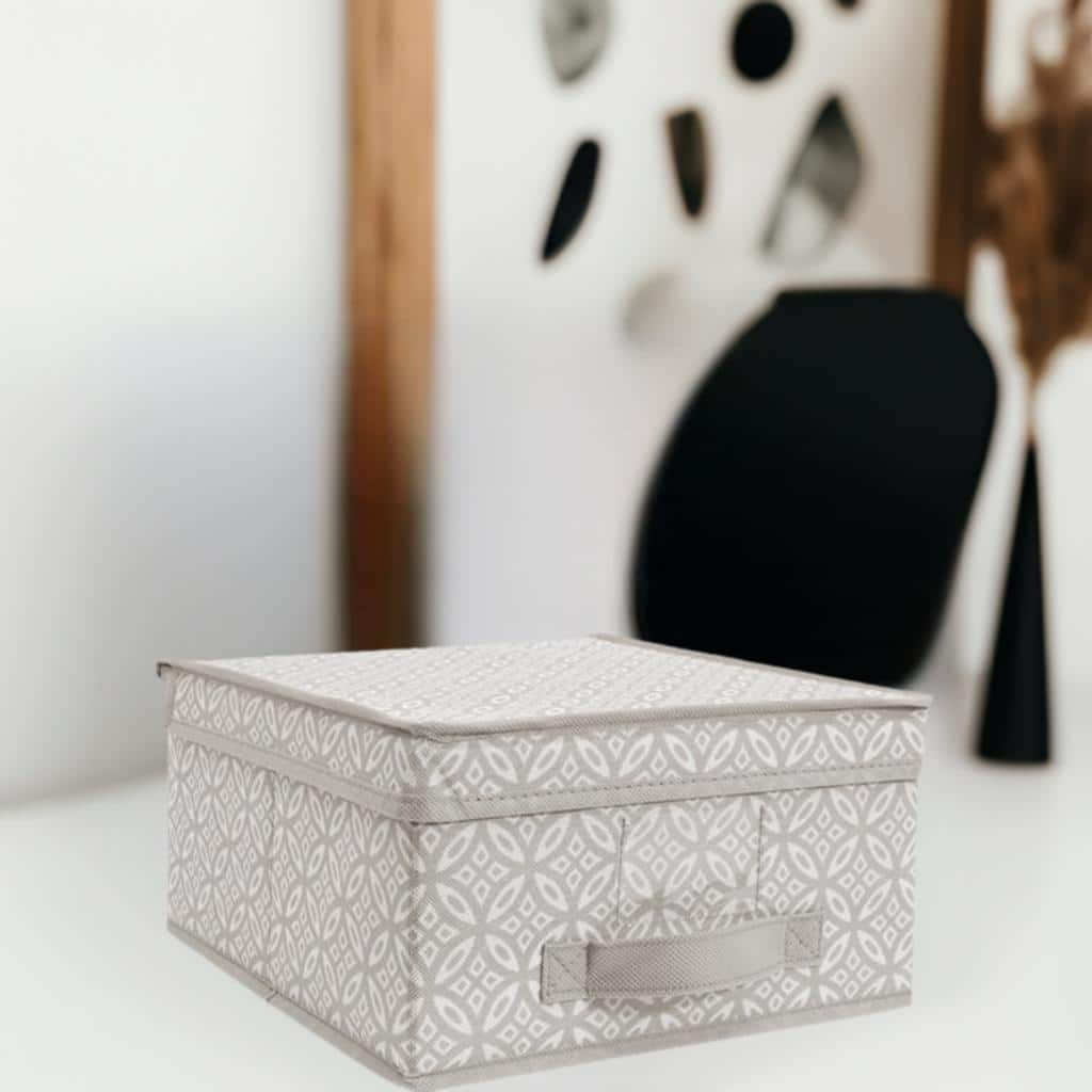 Simplify Medium Gray Boho Storage Box