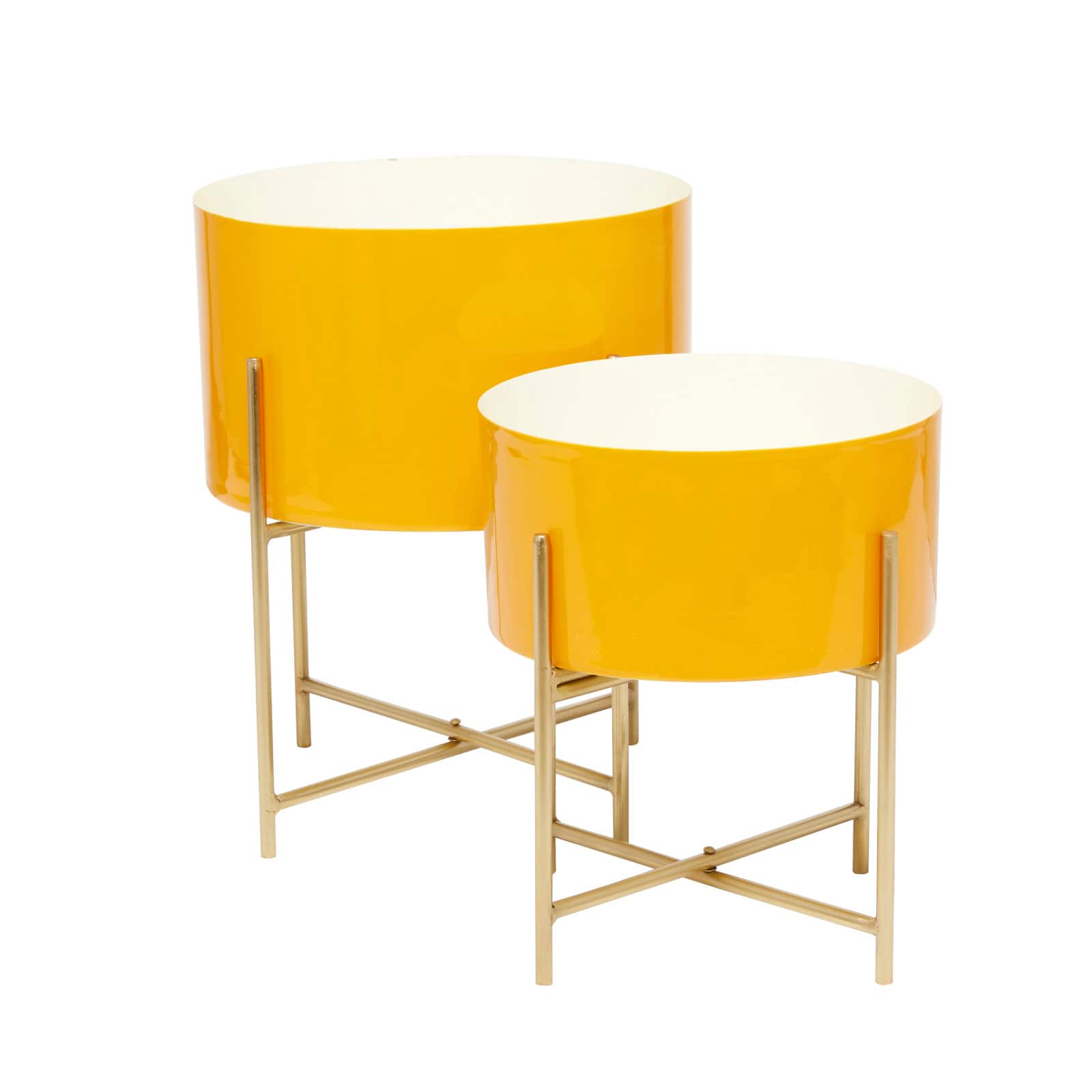 Yellow Modern Planter, Set of 2&#x22; 15&#x22;, 12&#x22;