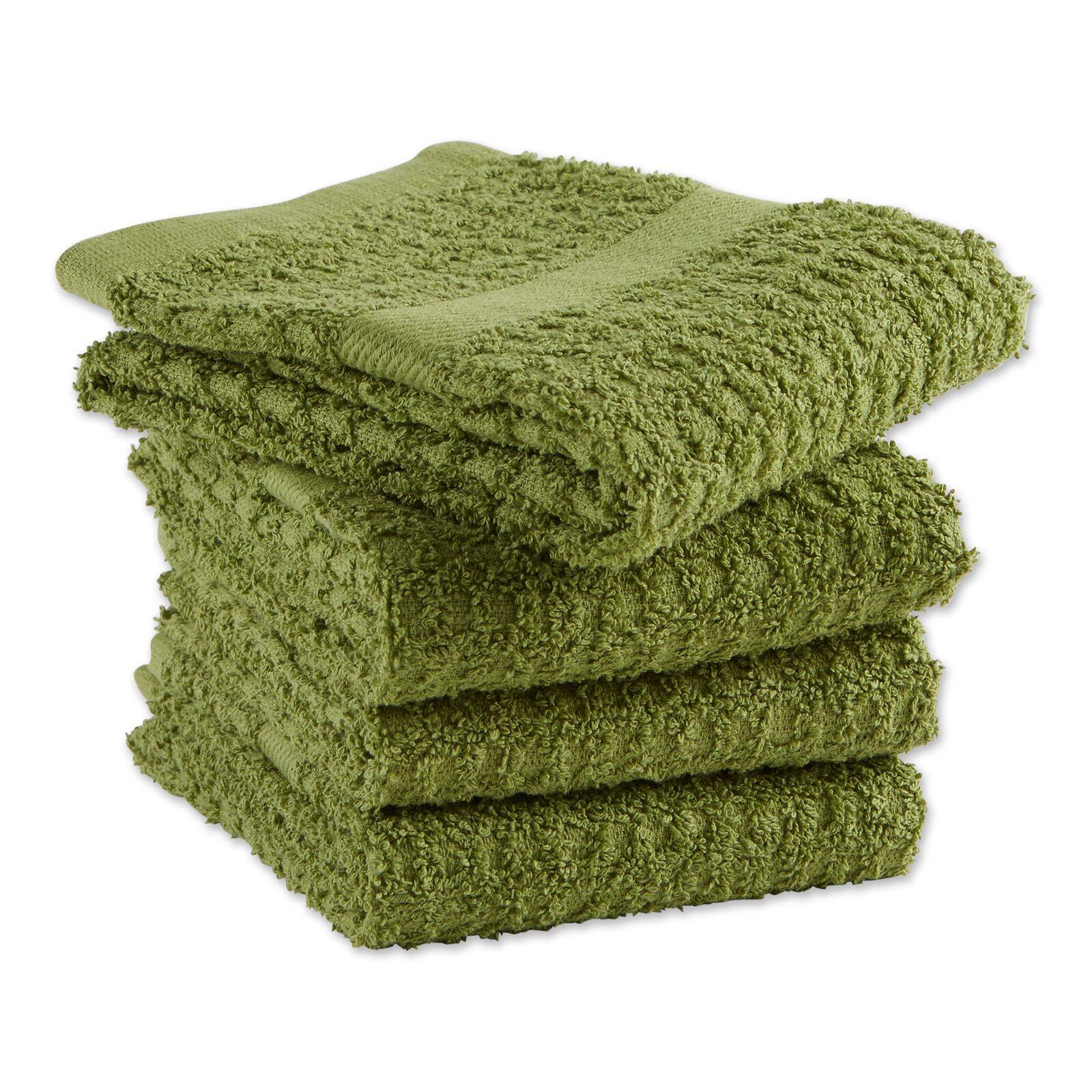 DII® Solid Antique Green Waffle Terry Dish Towels, 4ct.