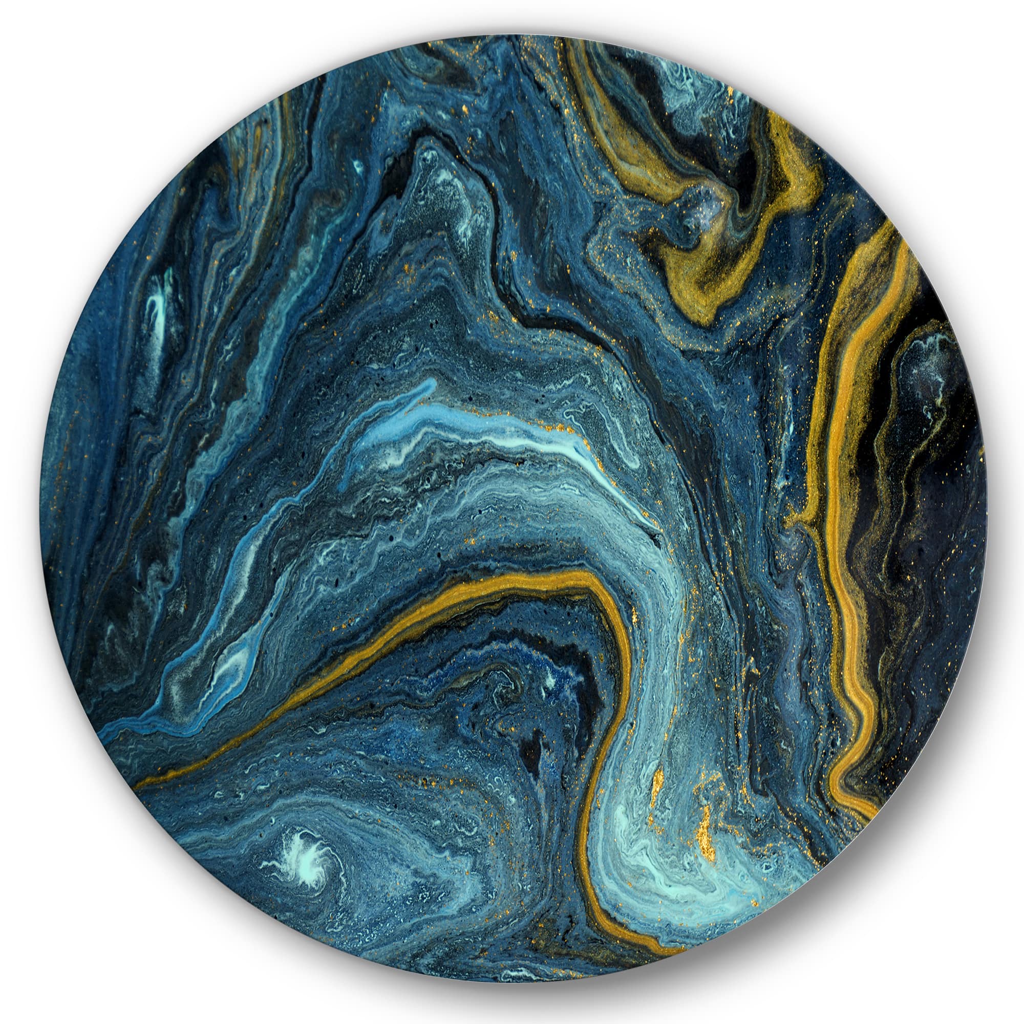 Designart - Agathe Ripple Golden Rivers - Modern Round Circle Metal Wall Decor