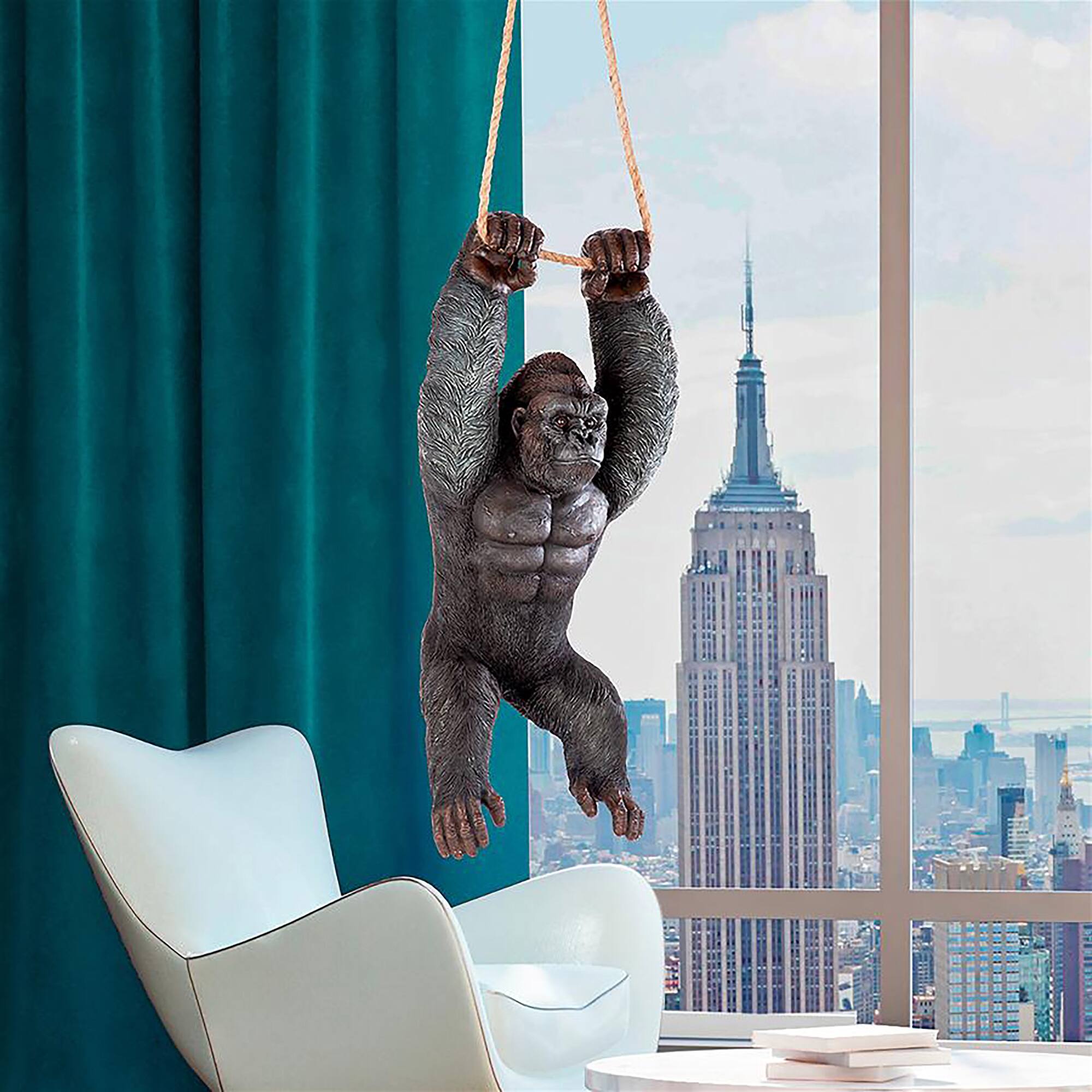 Design Toscano 24&#x22; Swinging Great Ape Jungle Monster Hanging Gorilla Sculpture