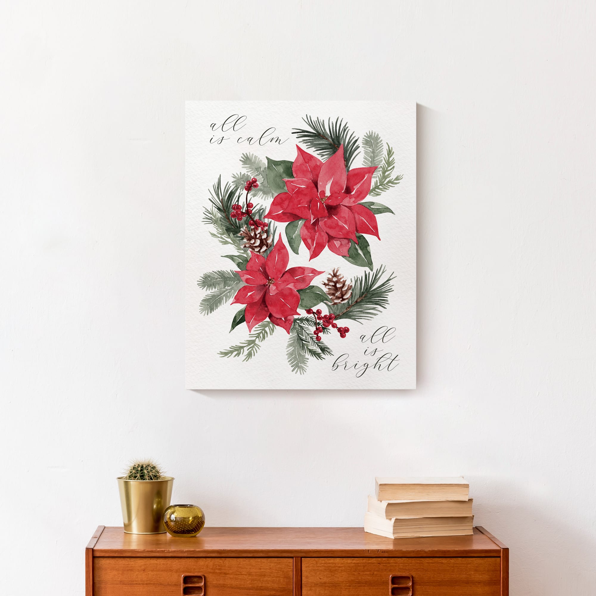 All is Calm Poinsettia 16&#x22; x 20&#x22; Canvas Wall Art