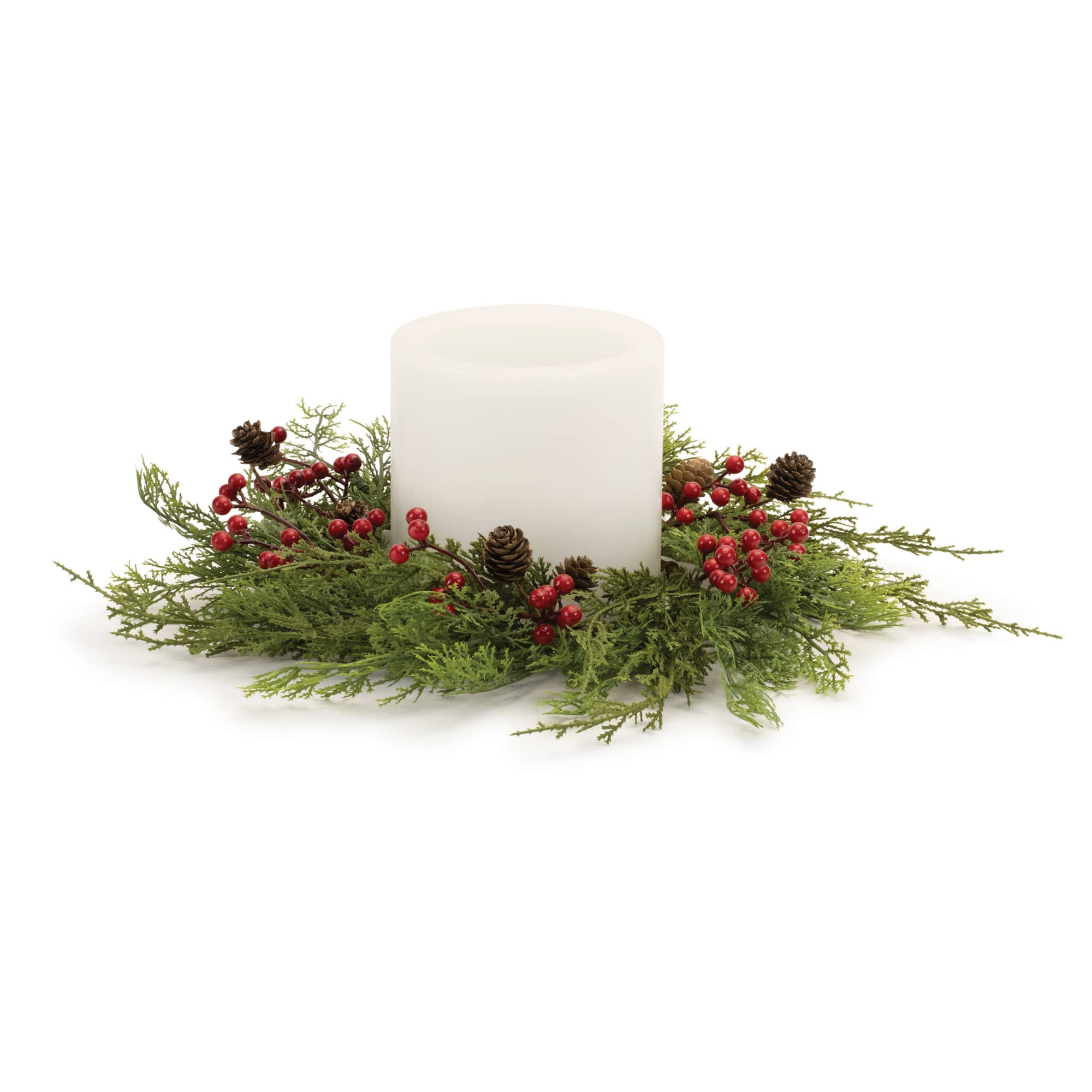 17.5&#x22; Mixed Pine Berry Candle Ring