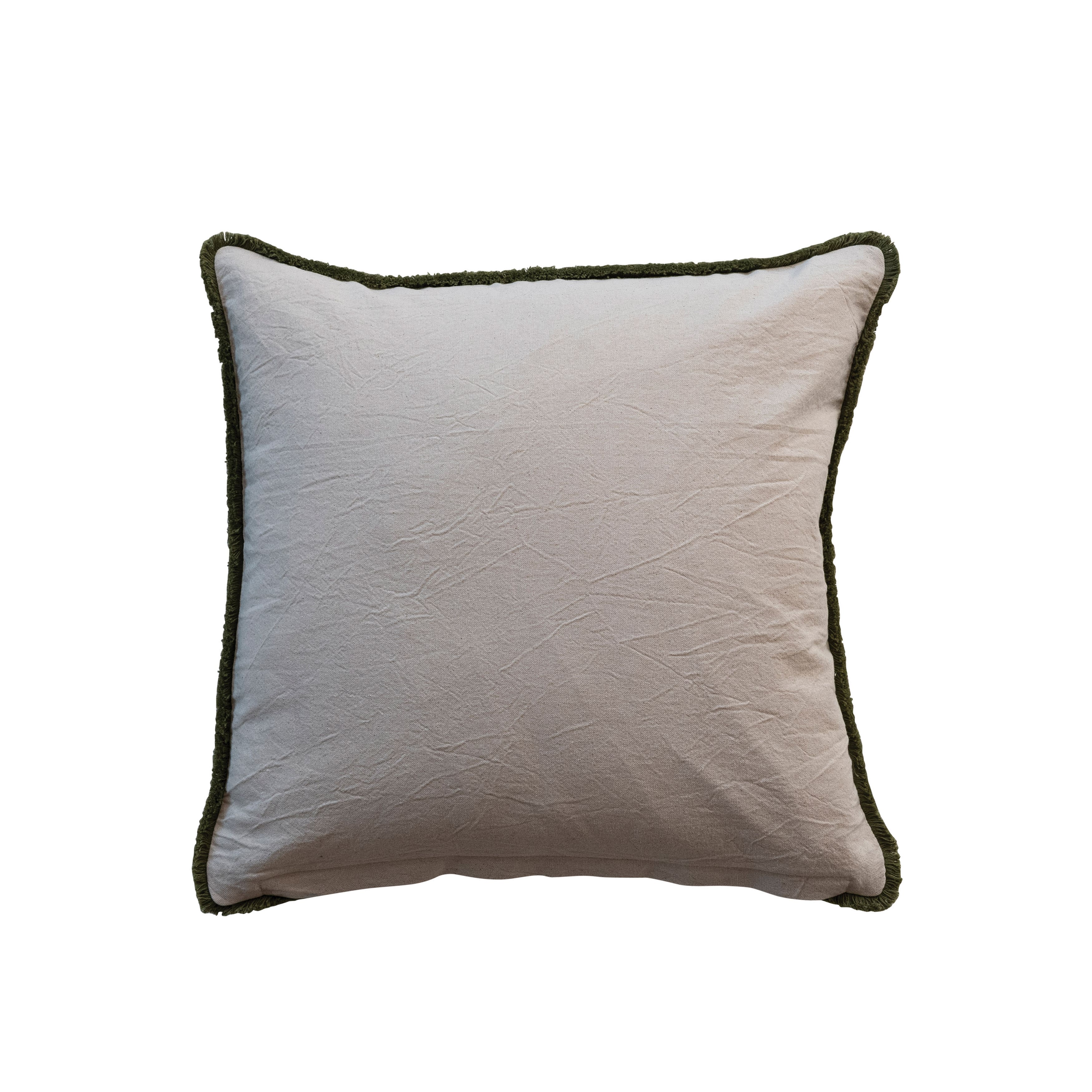 Hello Honey&#xAE; 18&#x22; Multicolor Flower Embroidery, Beads &#x26; Lace Trim Cotton Slub Pillow