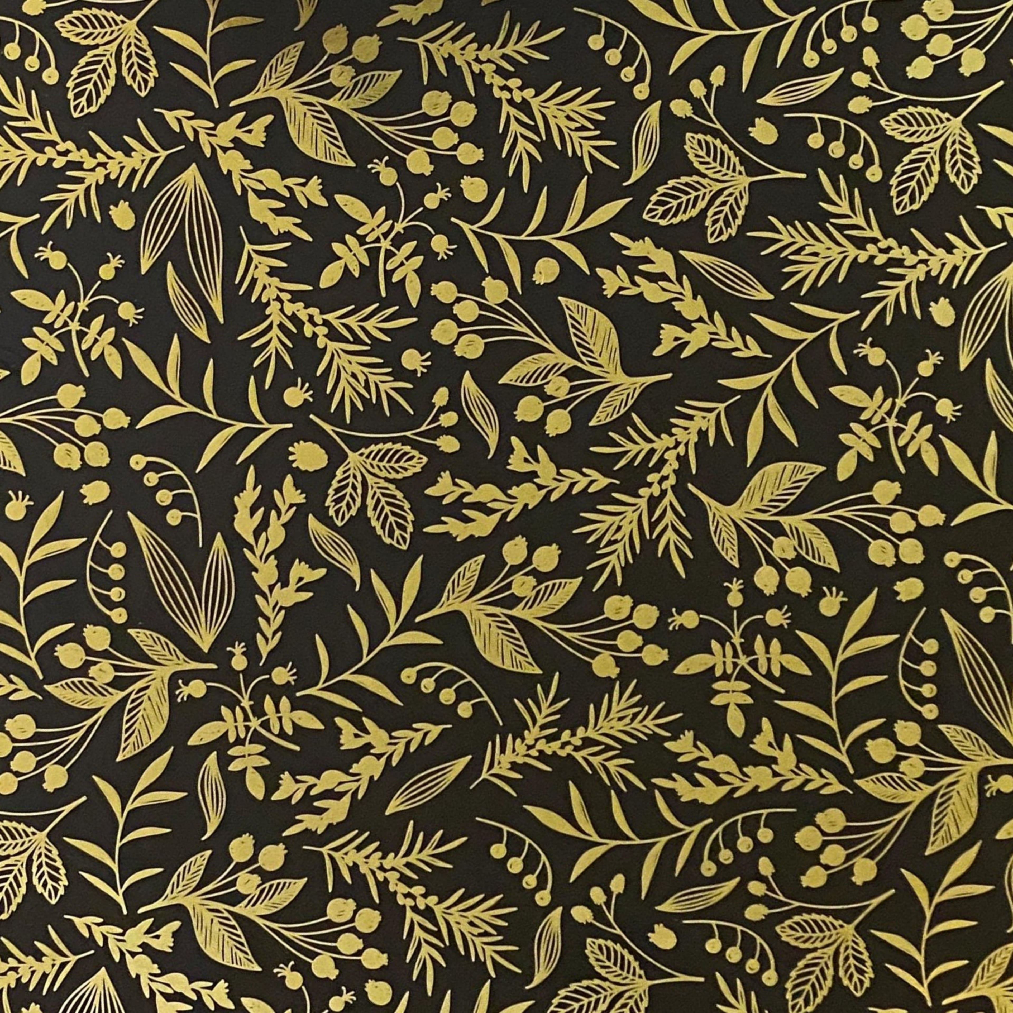 Black &#x26; Gold Foil Foliage Gift Wrap by Celebrate It&#x2122;