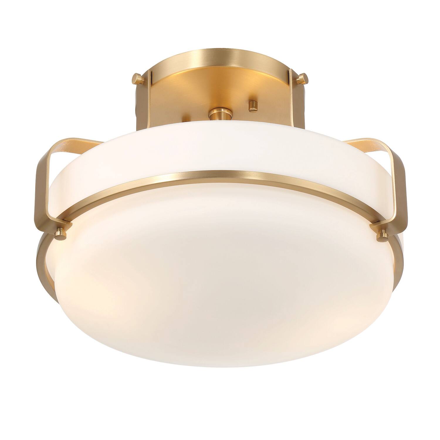 Hello Honey® Chatsworth White & Gold Etched Opal Glass & Metal Semi-Flush Mount Ceiling Light