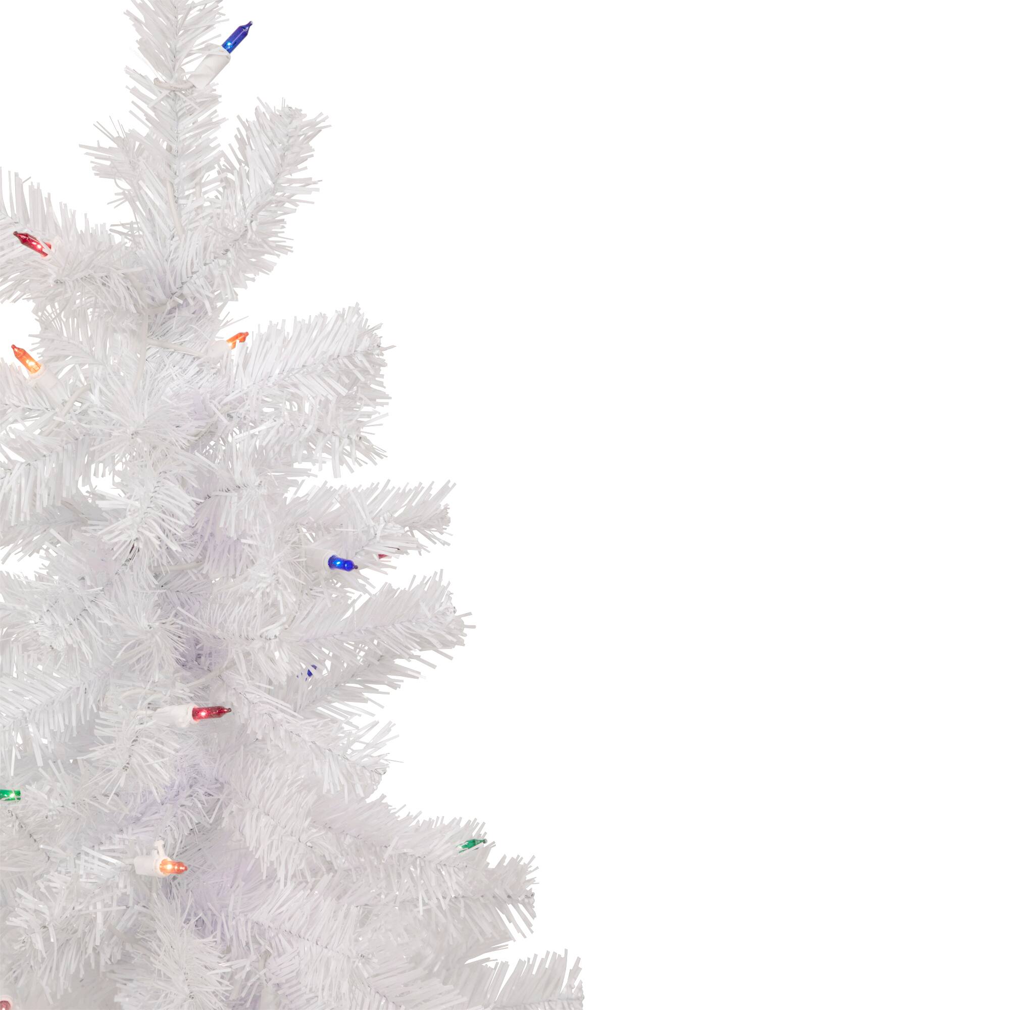 3ft. Pre-Lit Woodbury White Pine Slim Artificial Christmas Tree, Multicolor Lights