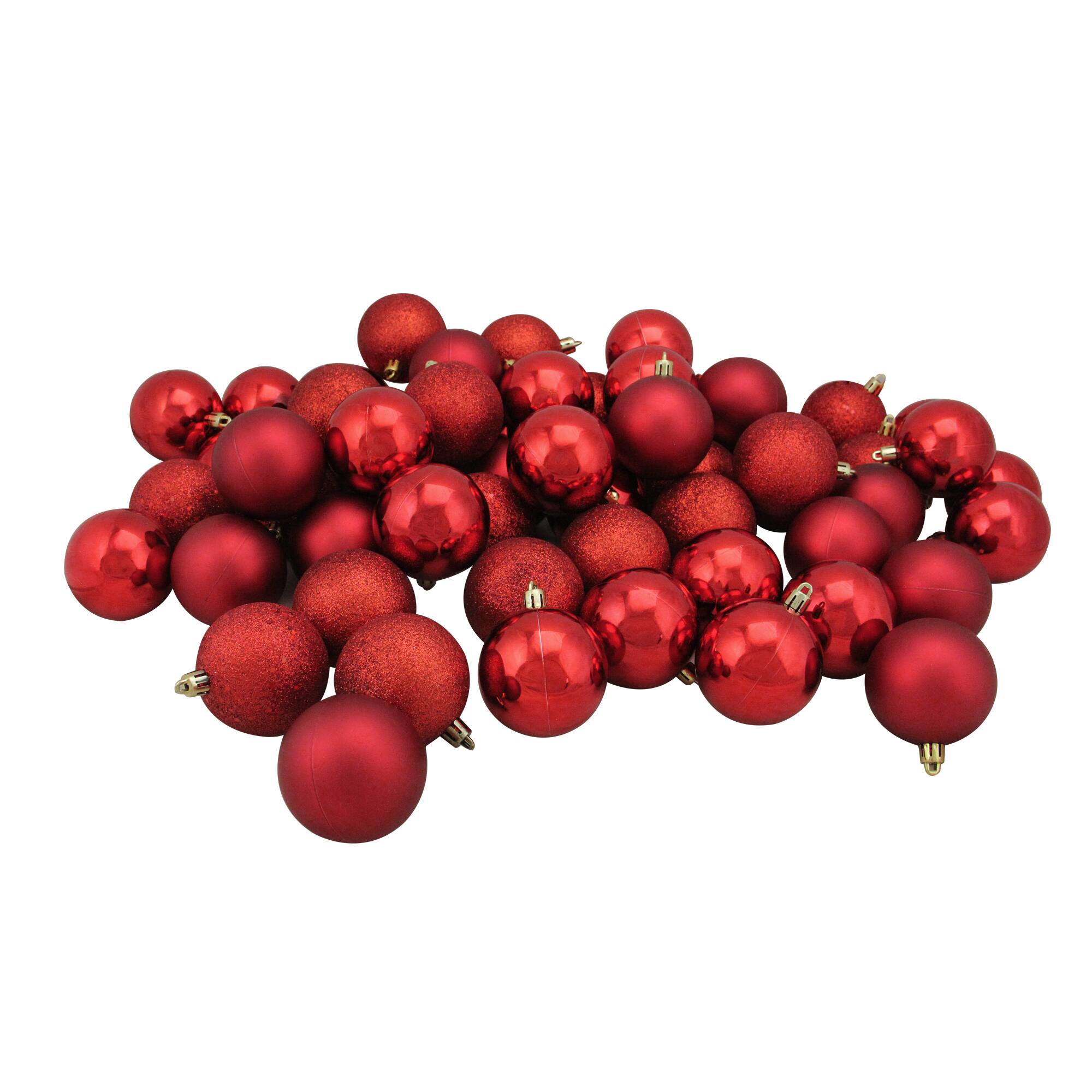 60ct Red Hot Shatterproof 4-Finish Ball Ornaments