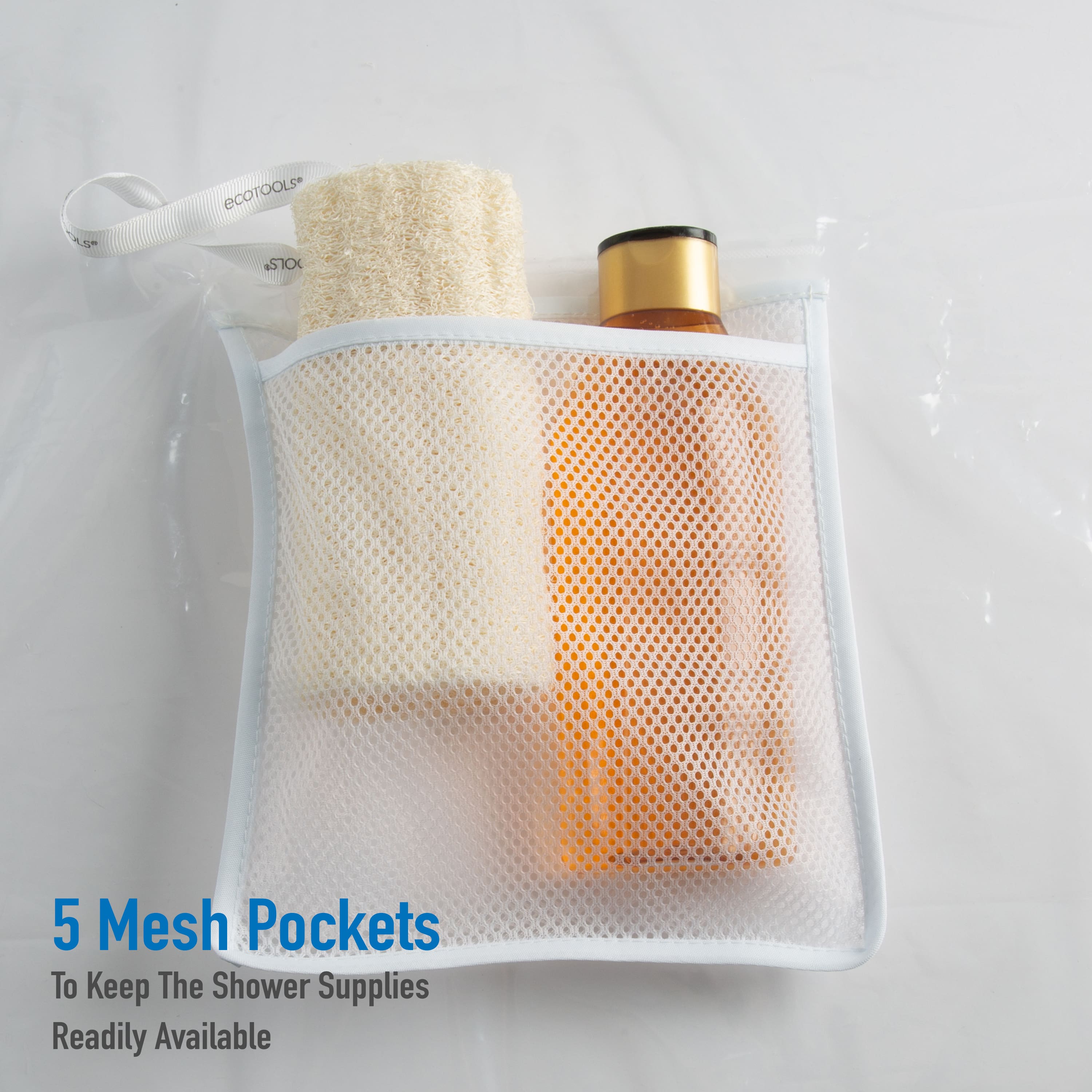 Bath Bliss Heavyweight PEVA Shower Liner with 5 Mesh Pockets