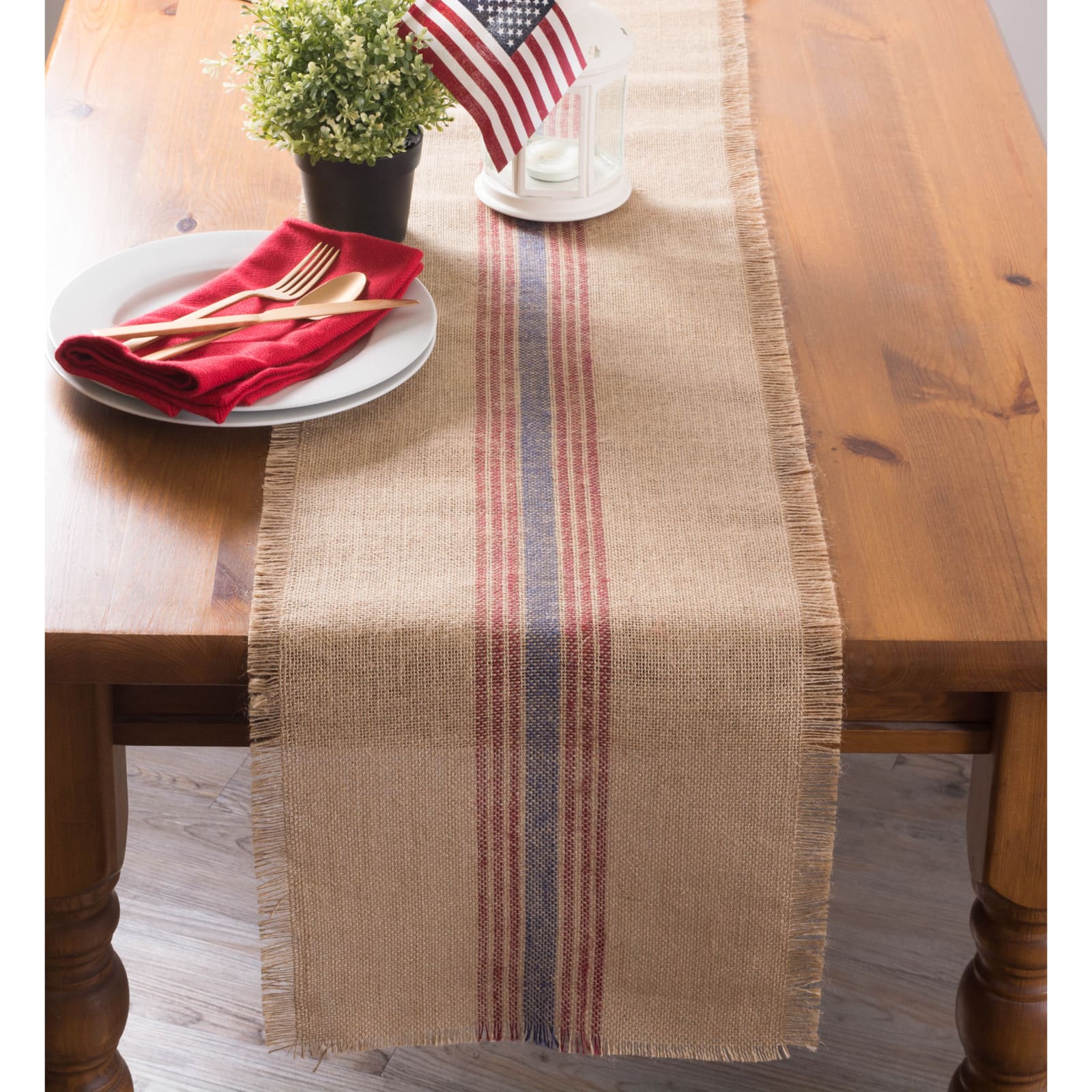 DII® 72" Middle Stripe Burlap Table Runner