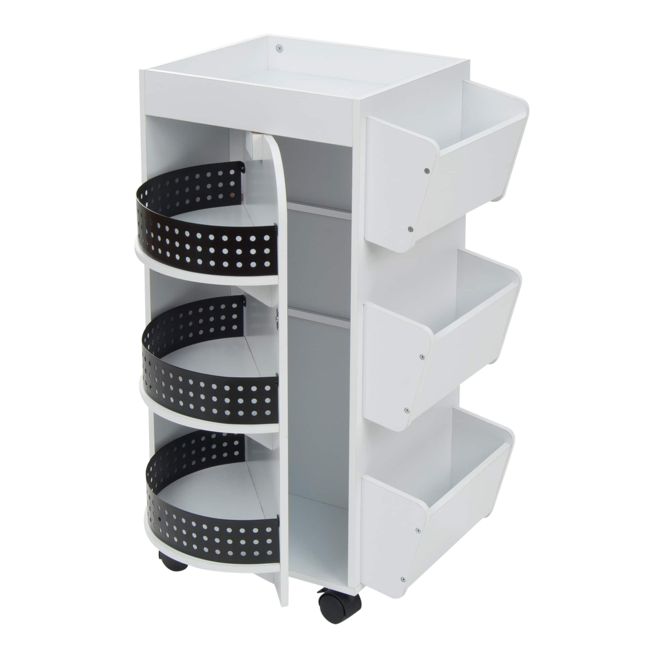 Studio Designs White &#x26; Black Swivel Mobile Organizer Cart