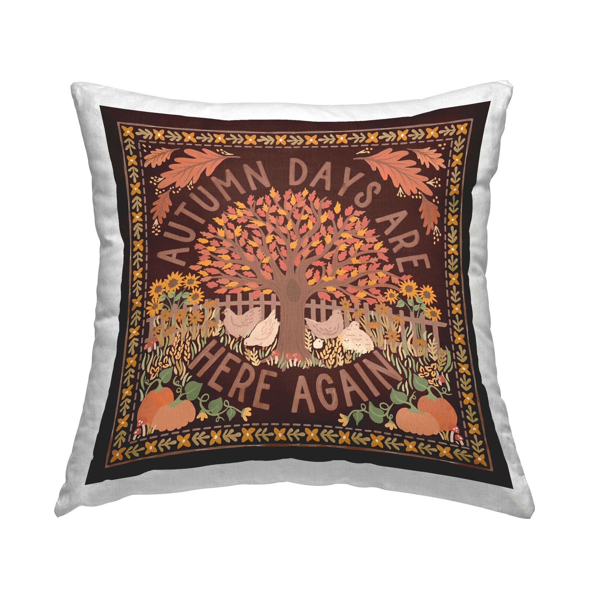 Stupell Industries Autumn Days on Brown Decorative Printed Throw Pillow
