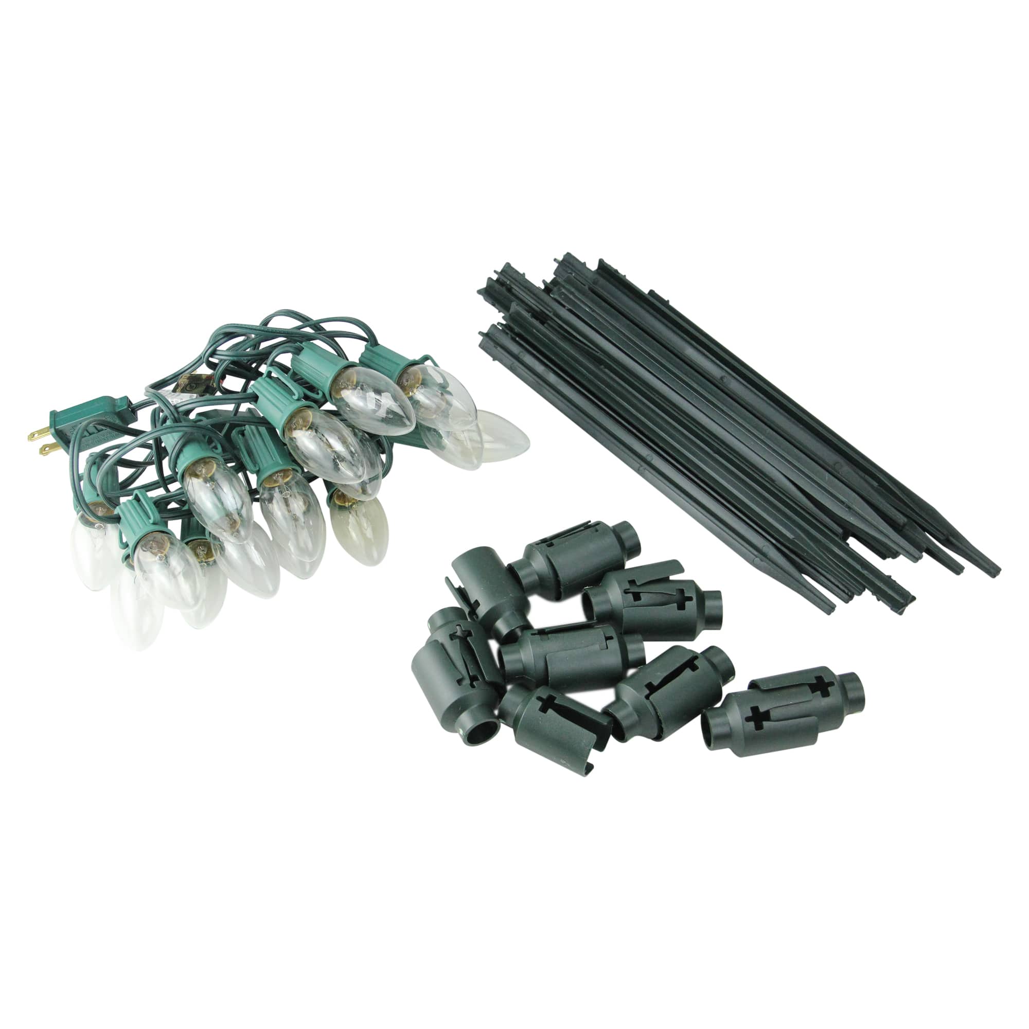 Mighty Light Clear C9 Christmas Pathway Marker Set, Green Wire