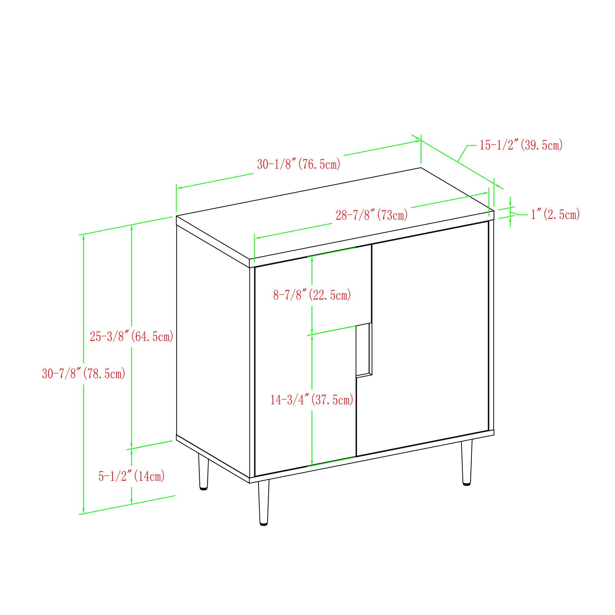 Walker Edison Dark Walnut/Navy Interior Modern Color Pop Accent Cabinet