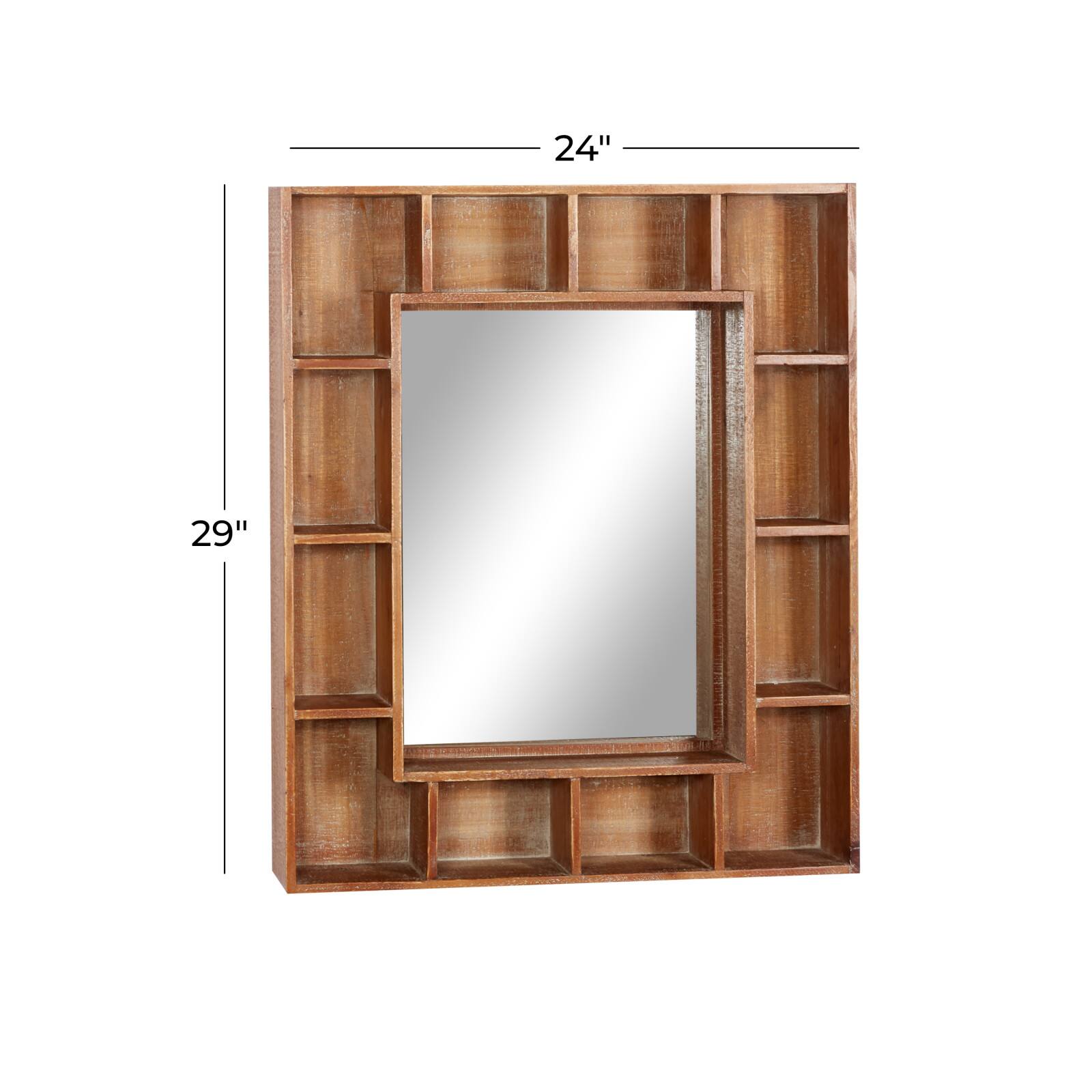 29" Brown Wood Farmhouse Wall Mirror