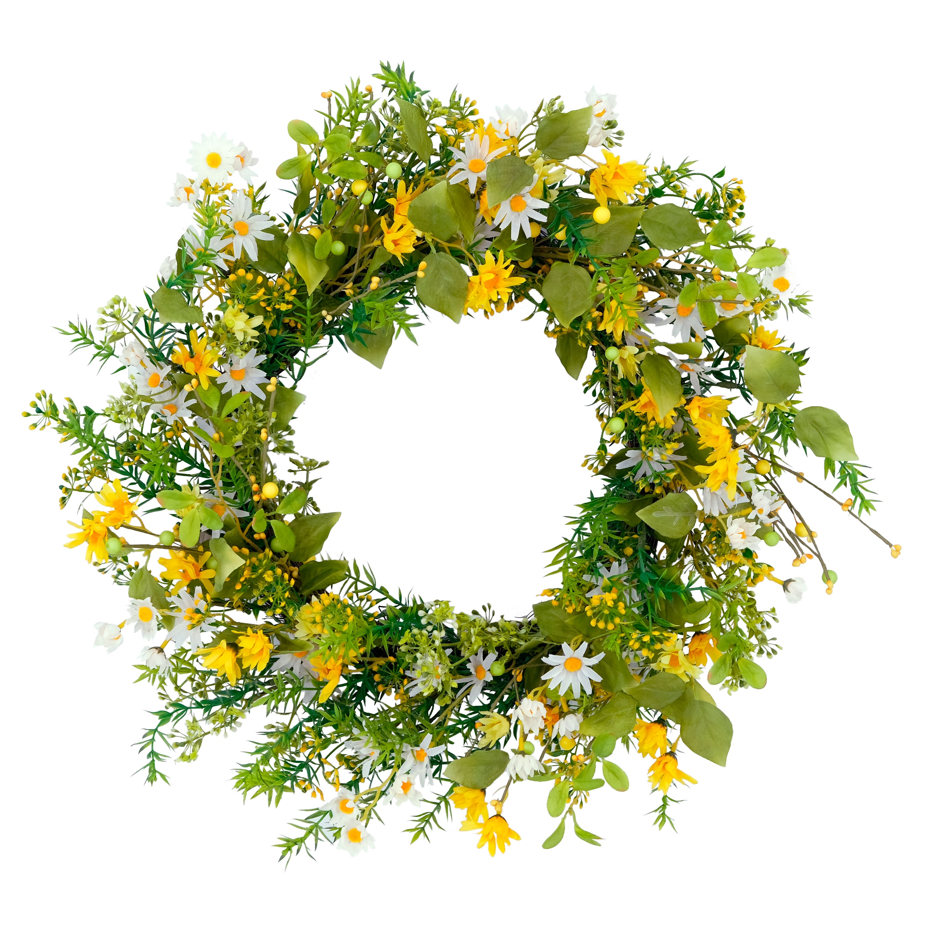 24'' Multicolored Artificial Daisy Floral Spring Wreath