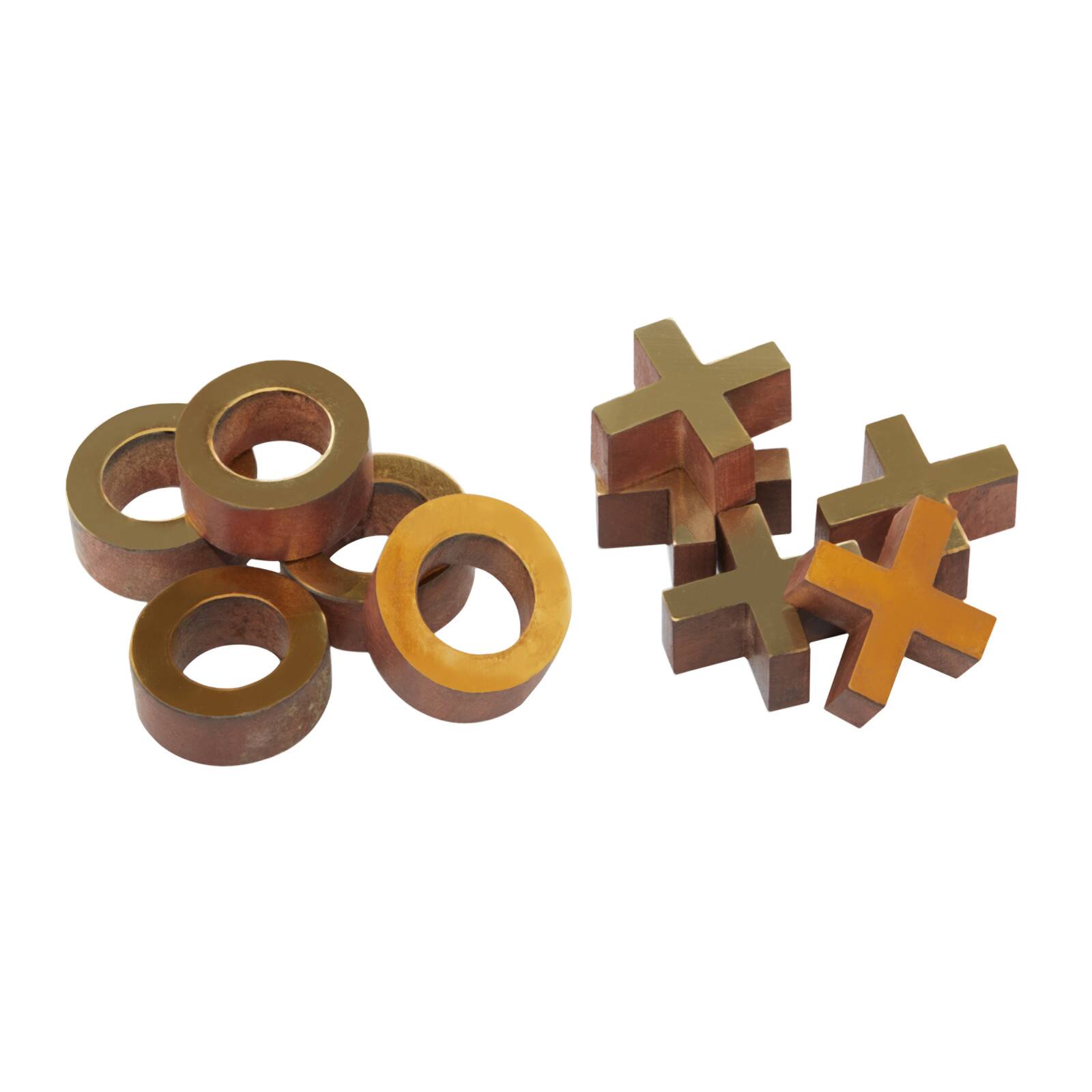 White &#x26; Gold Marble Tic-Tac-Toe Game Set