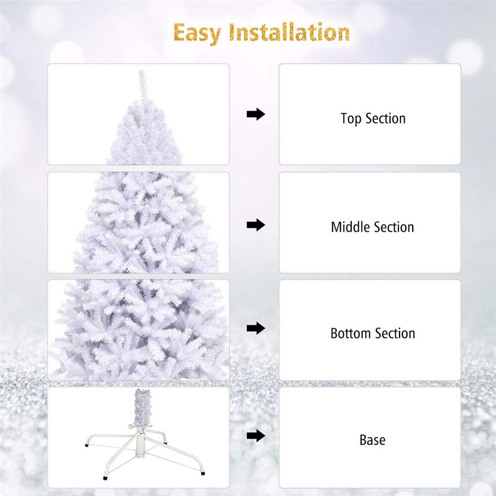 Costway 7.5ft. Unlit White Pine Artificial Christmas Tree