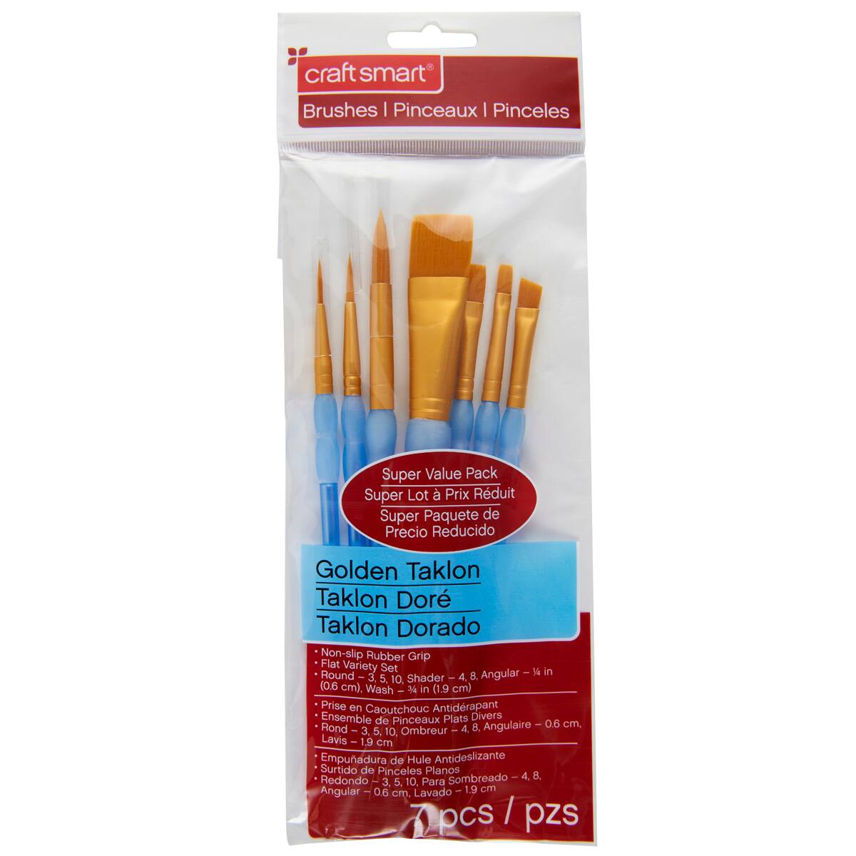 9 Pack: Golden Taklon Flat Variety Brush Set by Craft Smart&#xAE;