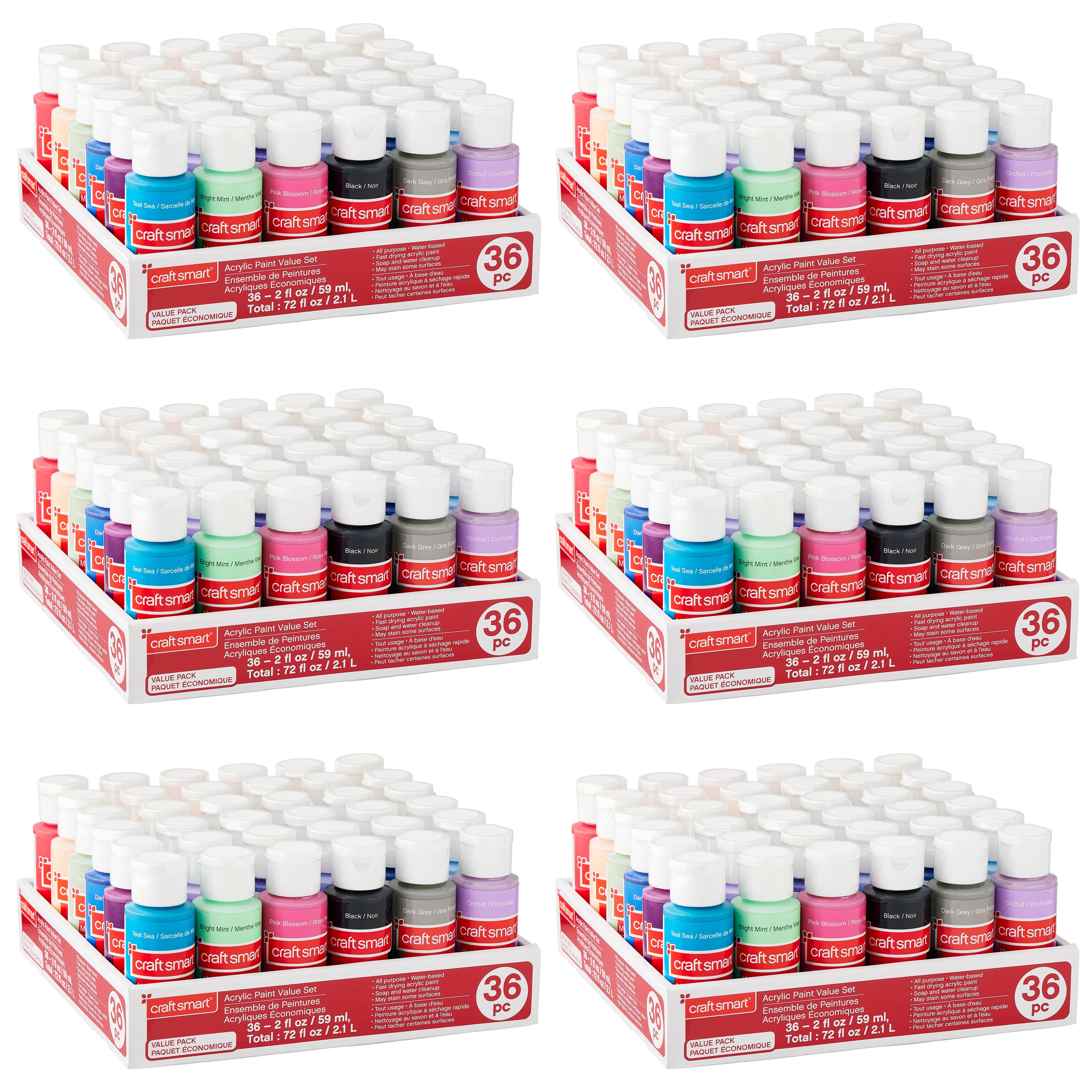 6 Pack: 36 ct. (216 total) Acrylic Paint Value Set by Craft Smart&#xAE;