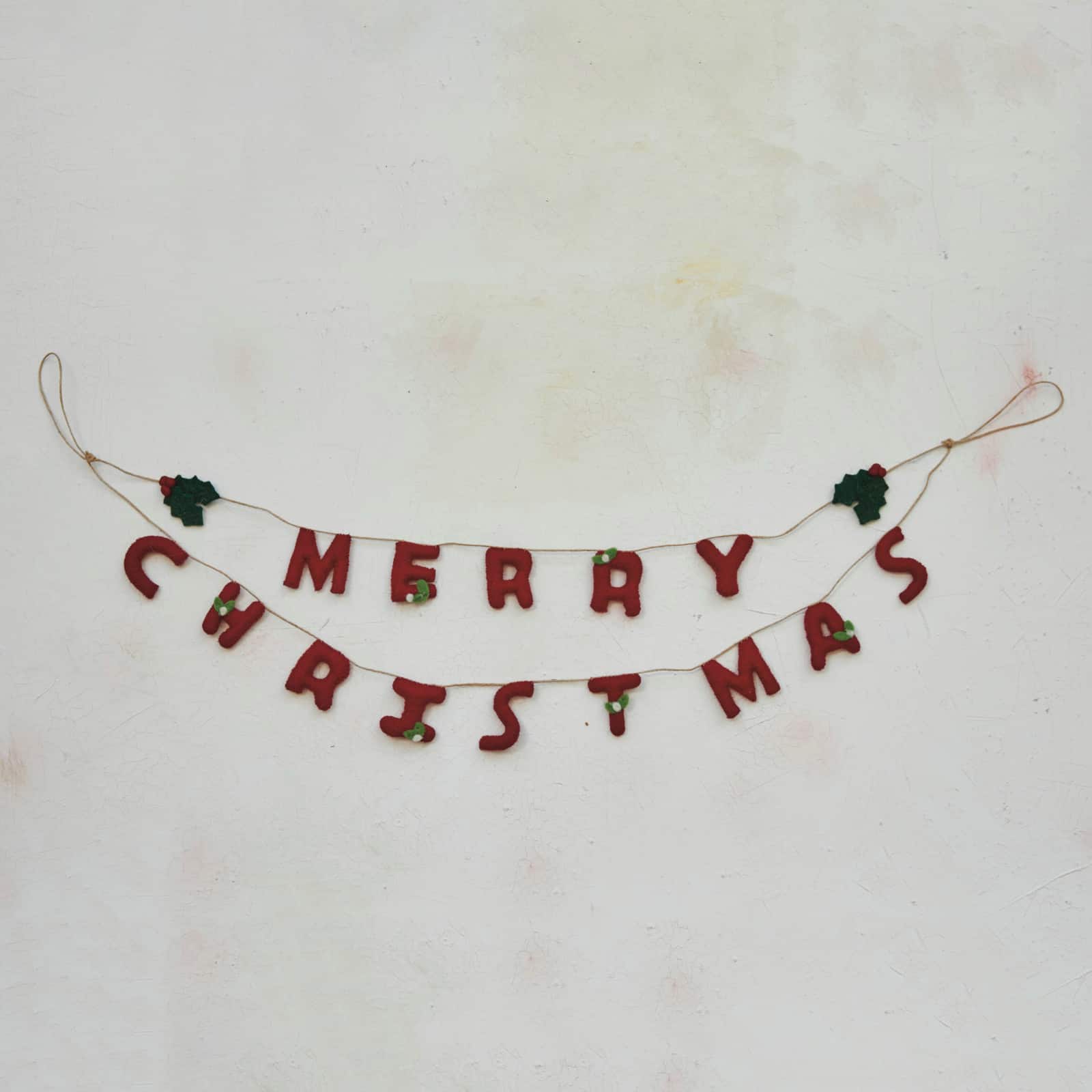 Hello Honey&#xAE; 2.5ft. Red &#x26; Green Merry Christmas Wool Felt Garland