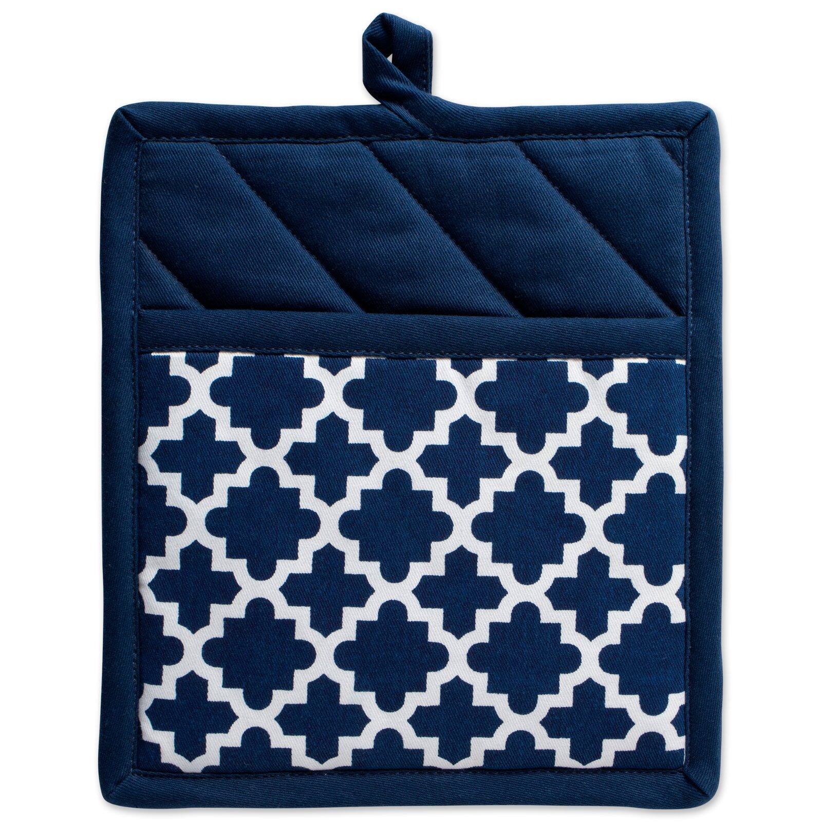 DII® Nautical Blue Lattice Oven Mitt & Potholder Set