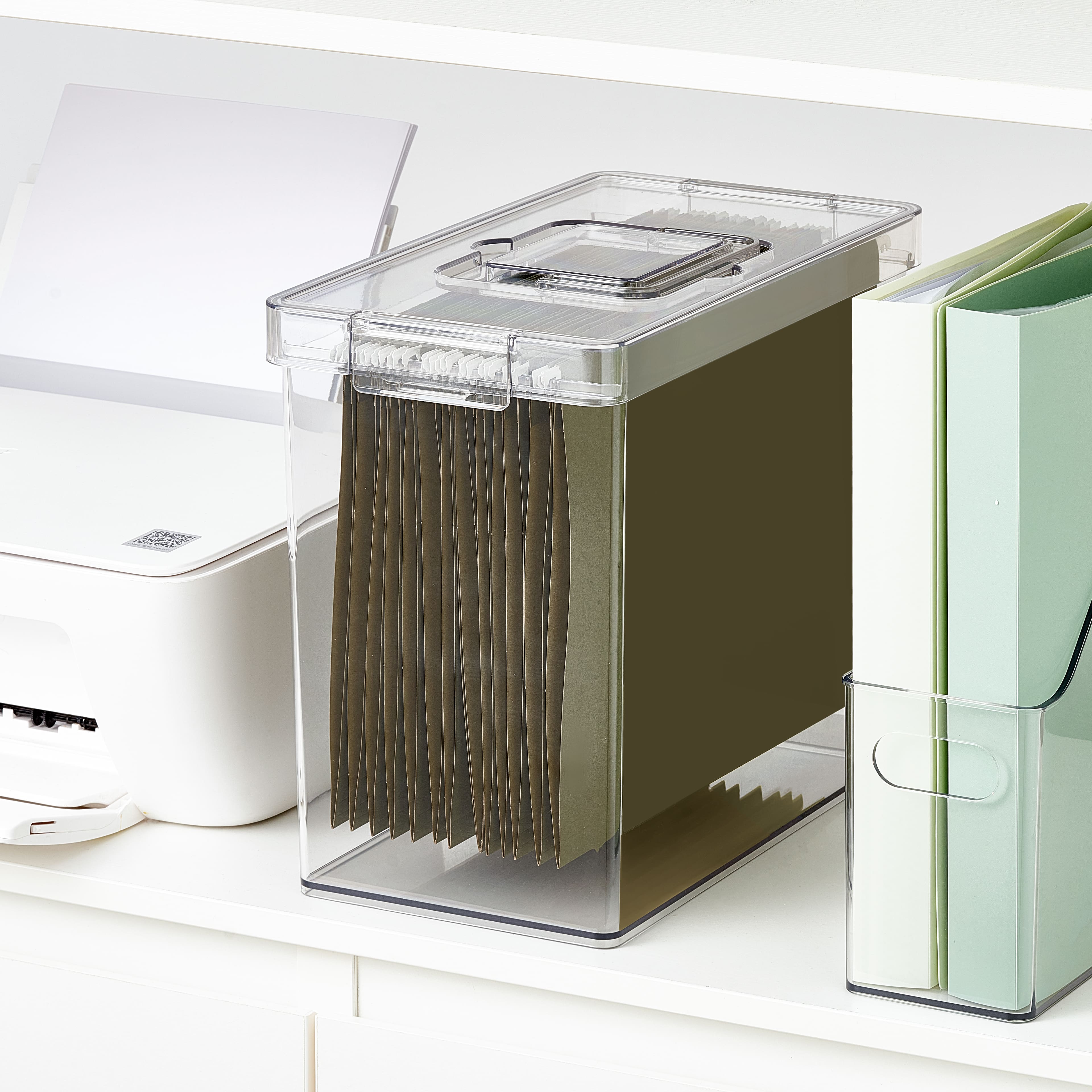 8 Pack: Clear Letter File Storage Case with Top Handle by Simply Tidy®