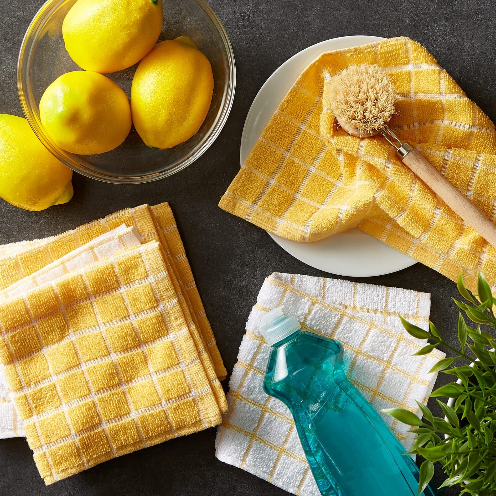 DII® Yellow Combo Windowpane Dishcloths, 6ct.