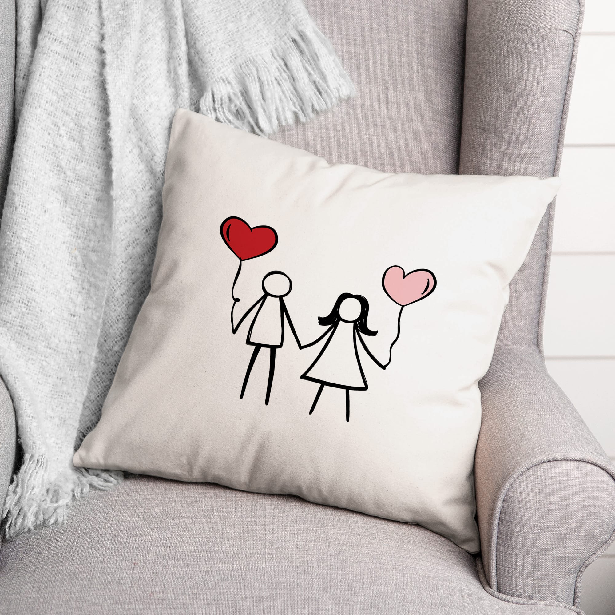 Heart Balloons Throw Pillow