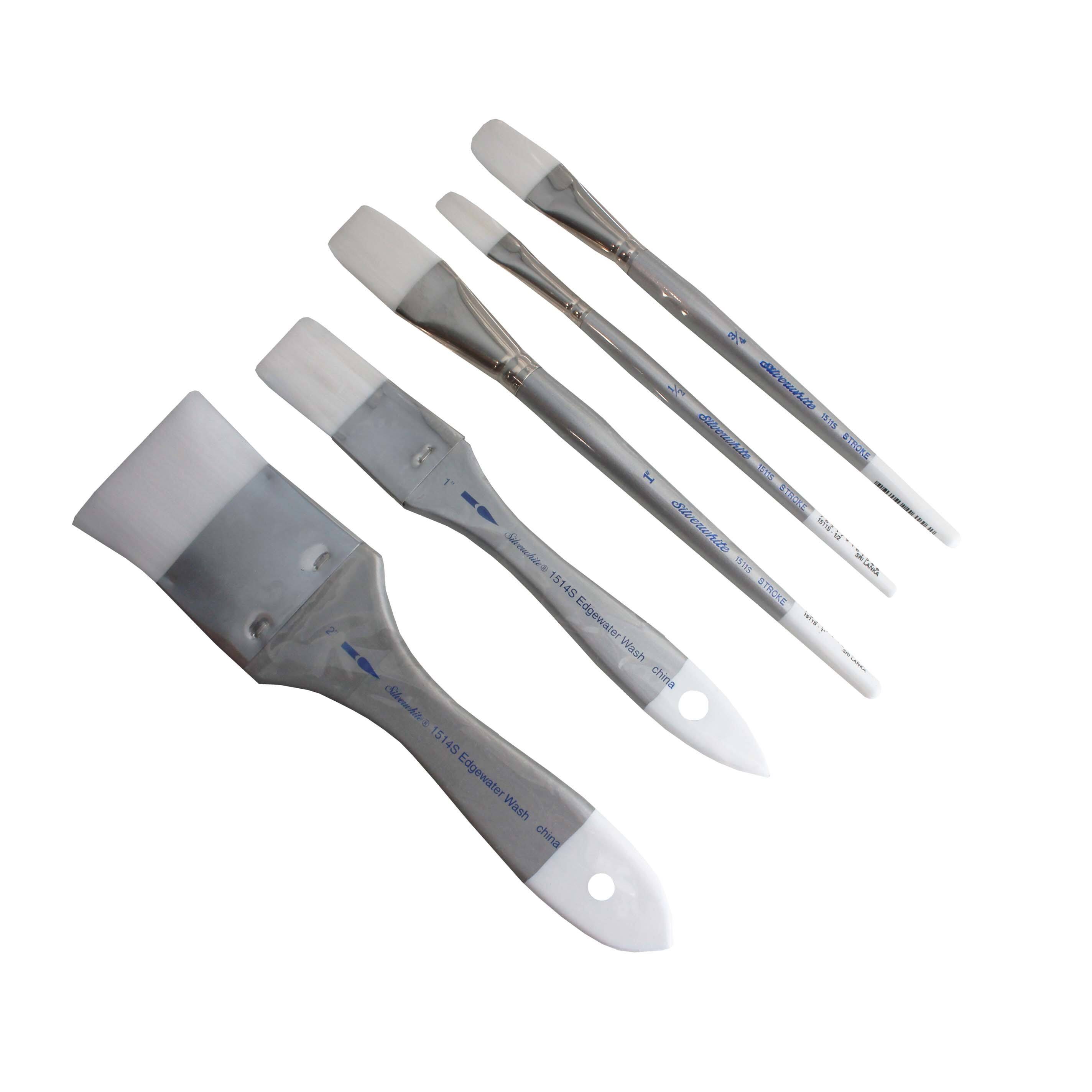 Silver Brush Limited Silver white Stroke and Wash Brushes, Set of 3