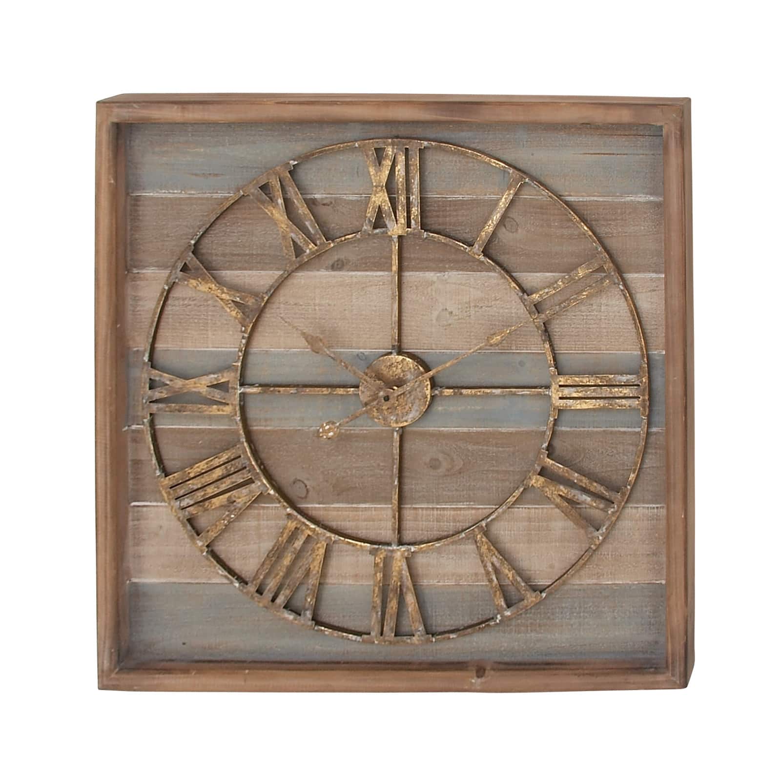 Brown Contemporary Wood Wall Clock, 30" x 30"
