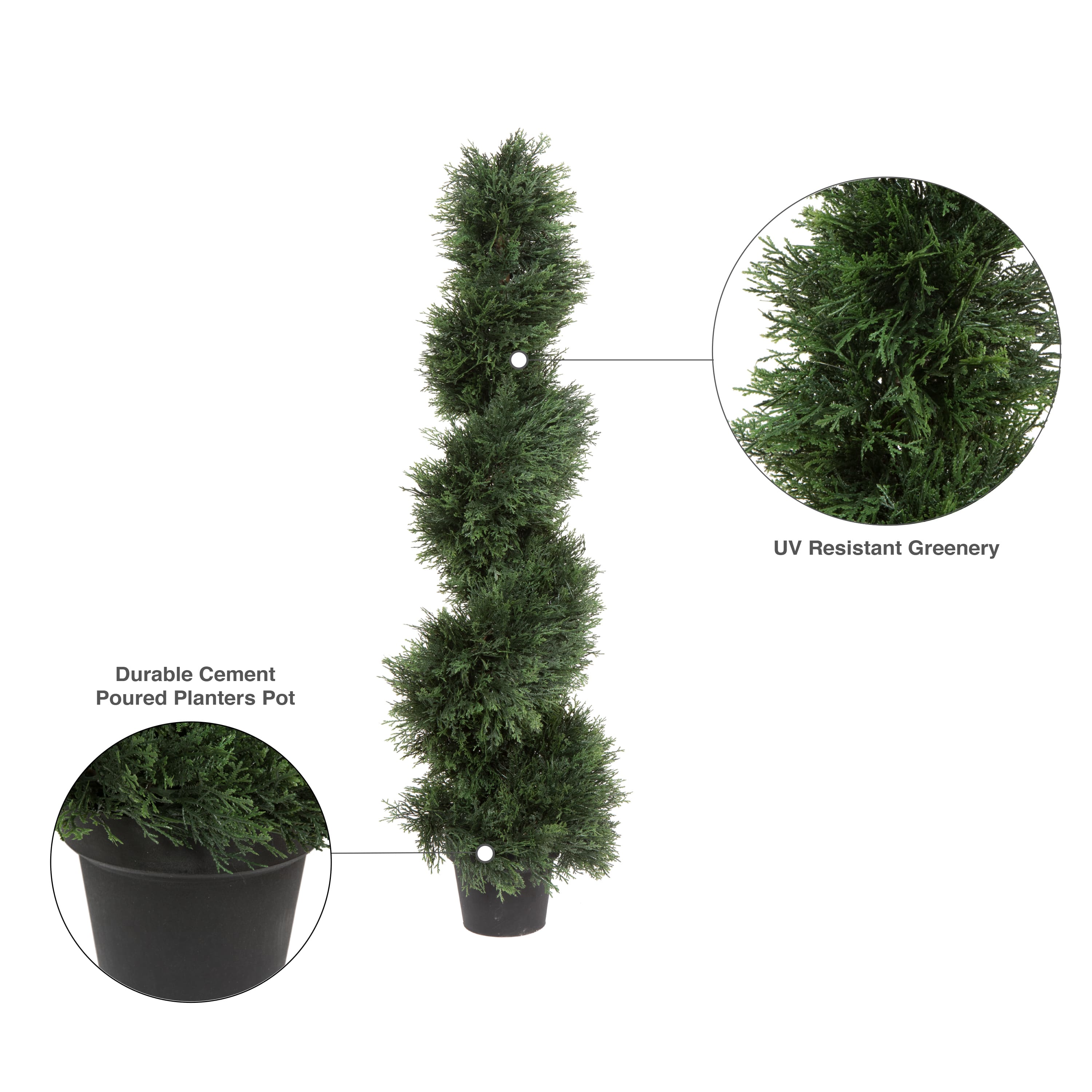 4ft. Artificial Potted Green Cedar Spiral Tree