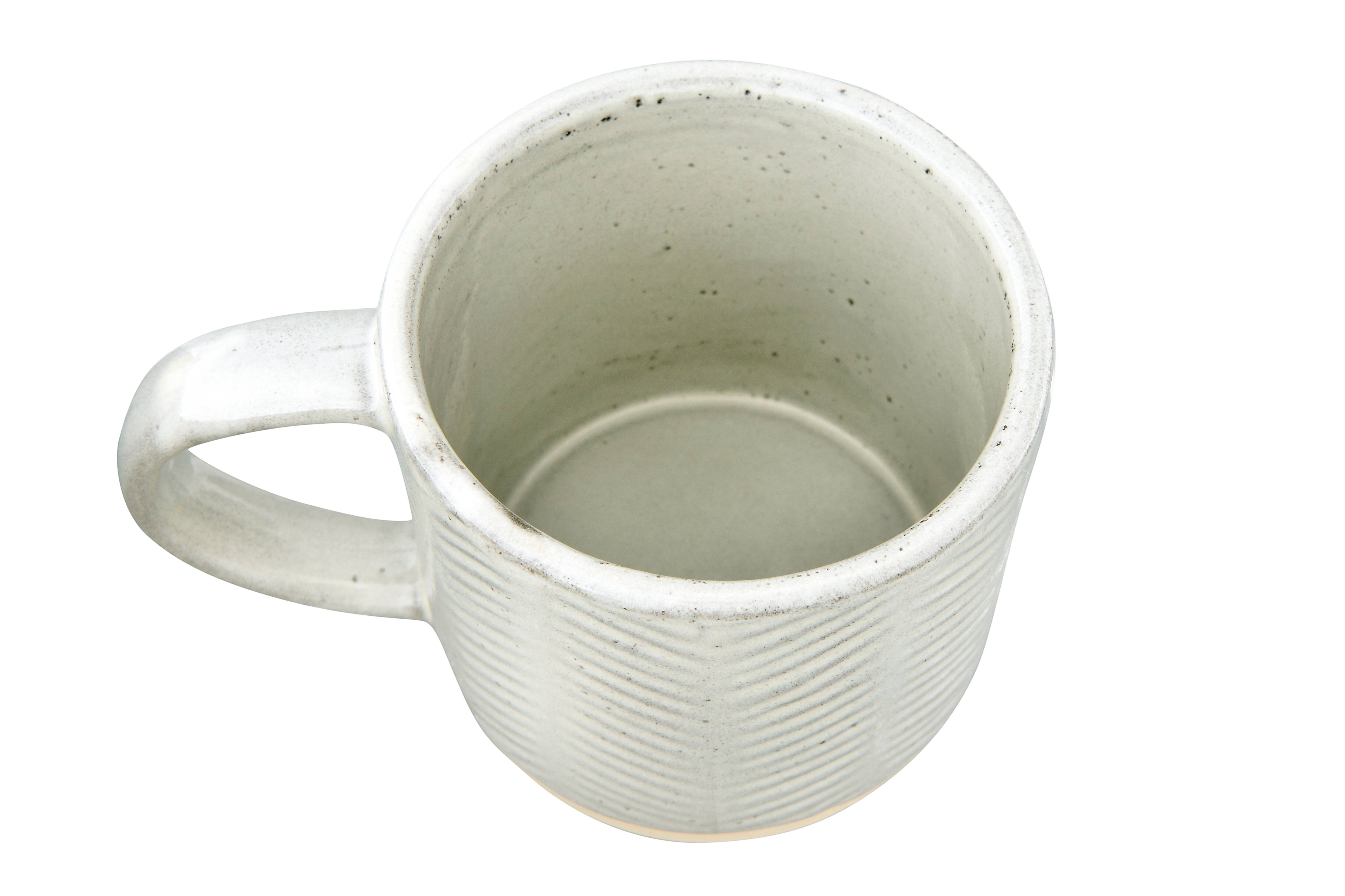 Hello Honey® Cream Debossed Reactive Glaze Stoneware Mug Set