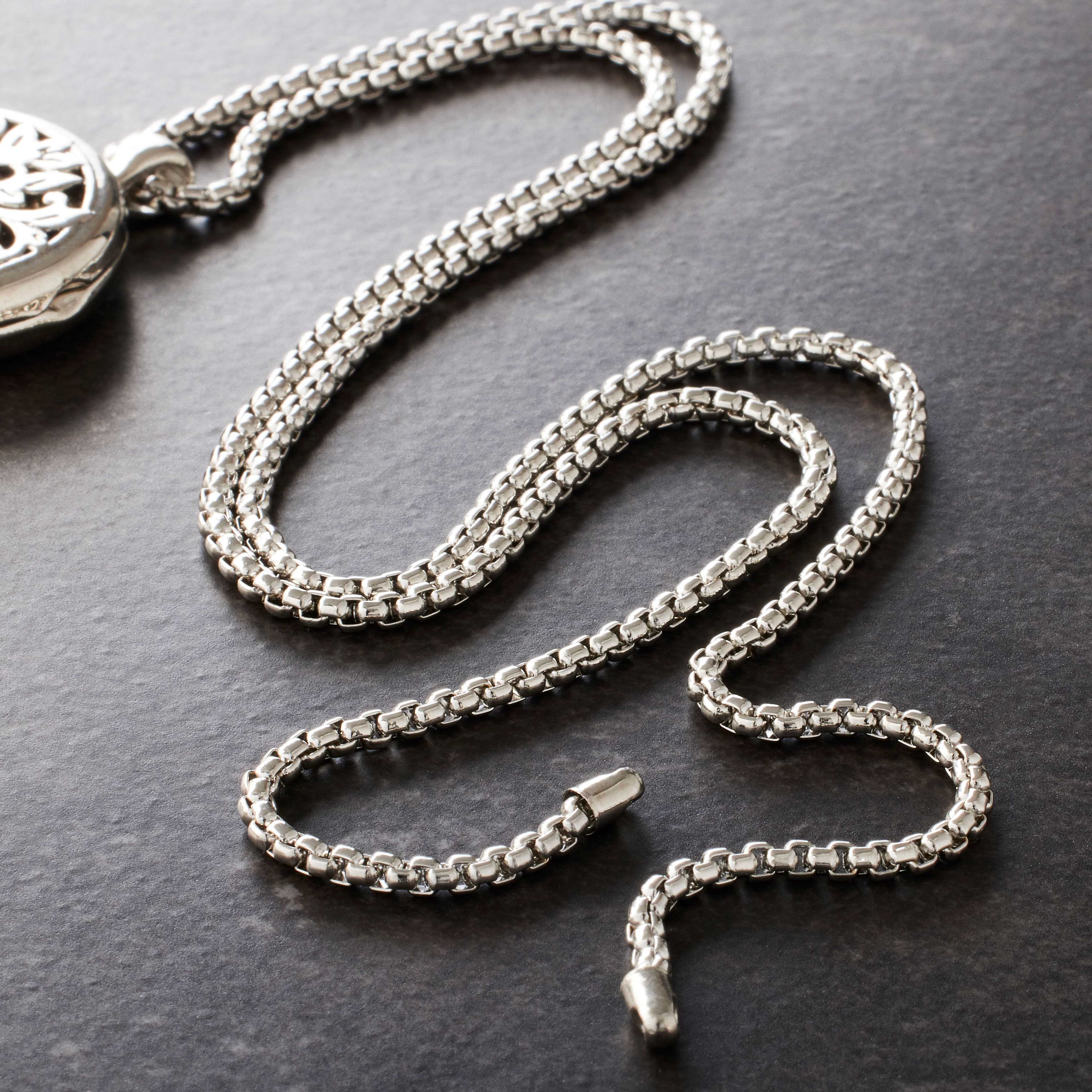 12 Pack: 24" Rhodium Box Chain by Bead Landing™