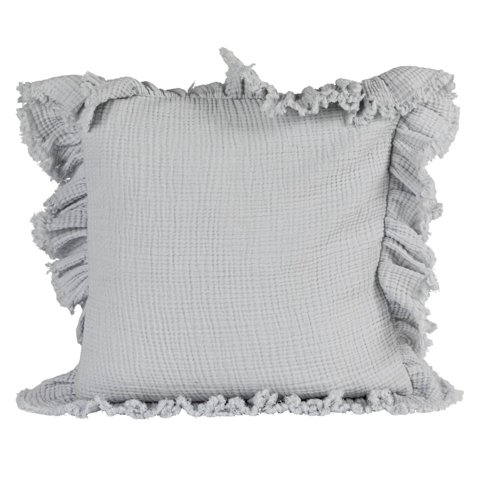 Hello Honey® Light Blue Cotton Throw Pillow with Ruffled Trim