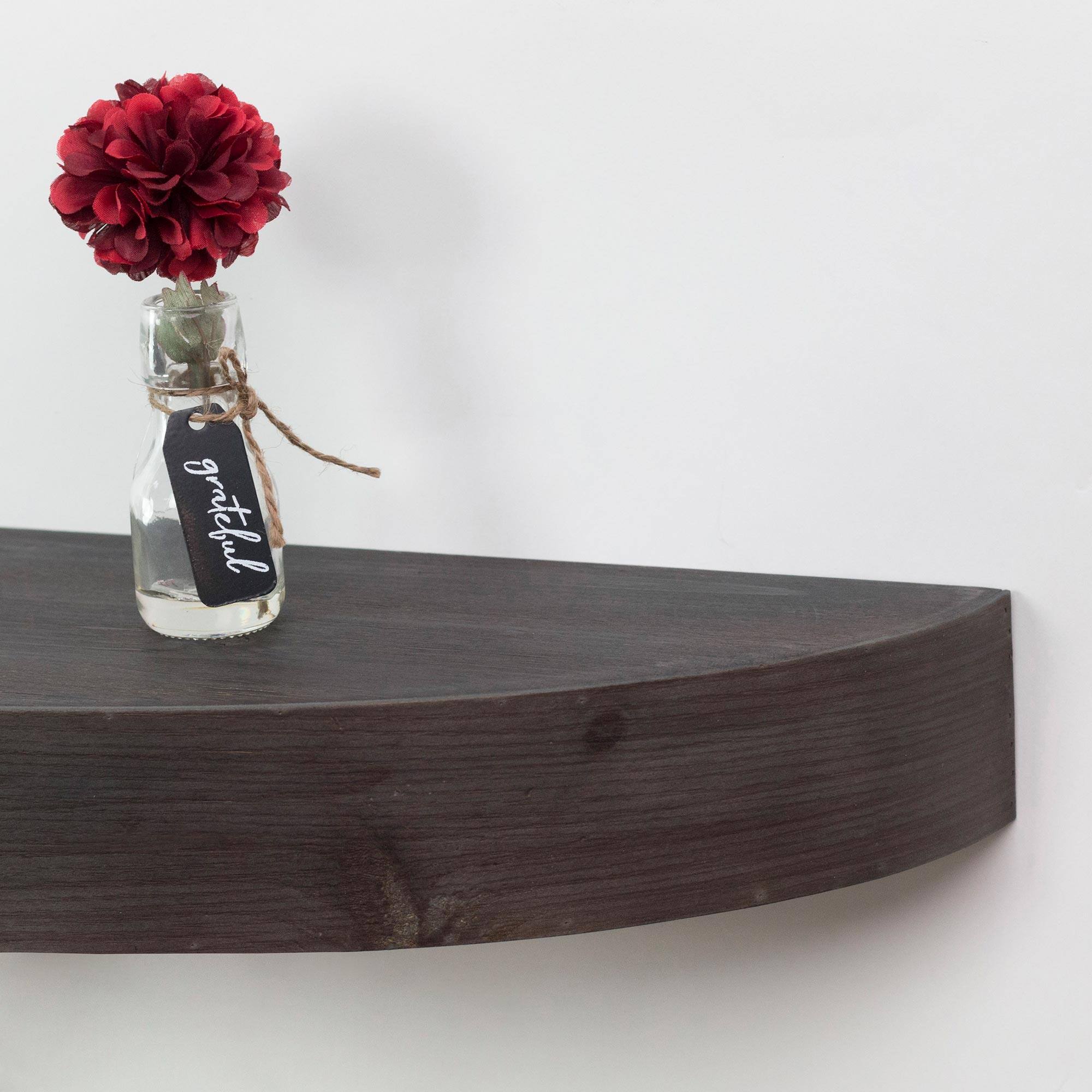 Large Black Round Wood Floating Wall Shelf