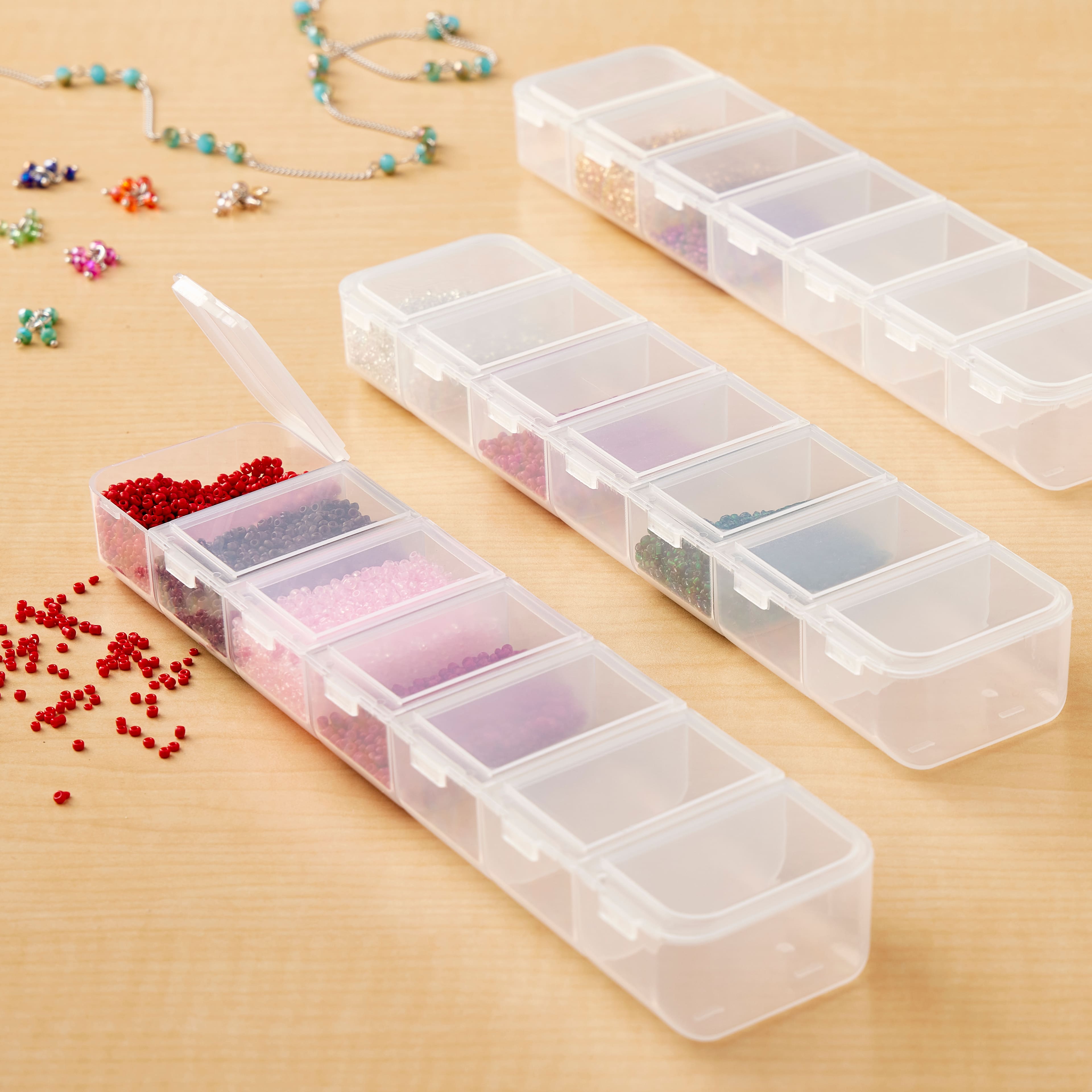 10pcs Round Transparent Plastic Storage Box Case Clay Bead