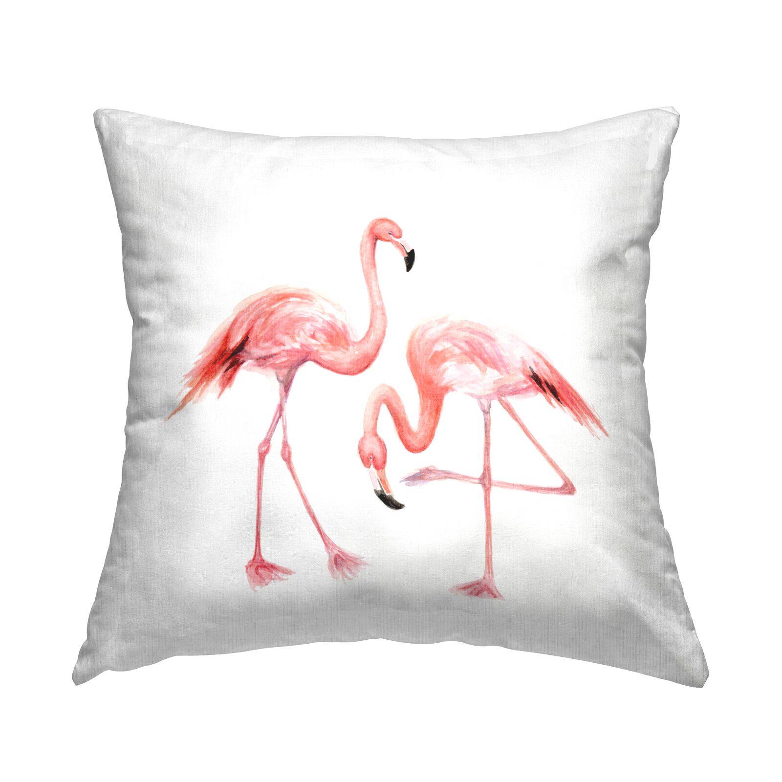 Stupell Industries Watercolor Flamingo Pair Children's Nursery Animal Throw Pillow 18" x 18"