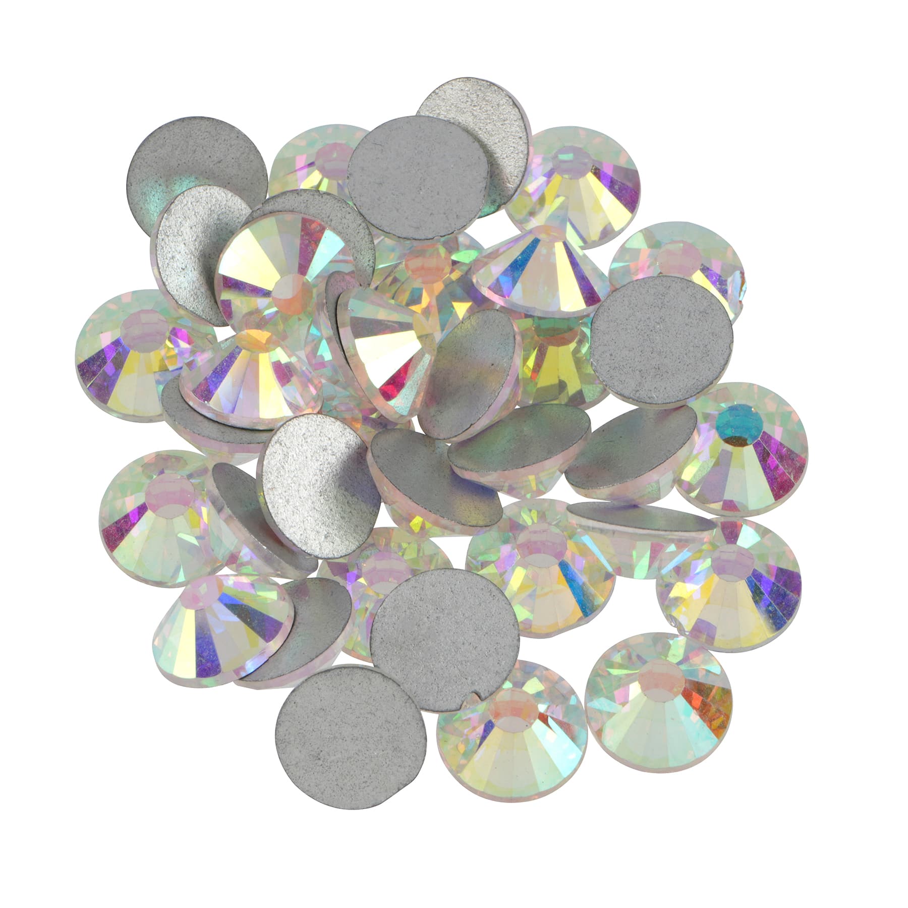 SS38 Clear Aurora Borealis Round Flatback Glass Rhinestones, 432ct. by Bead Leading&#x2122;