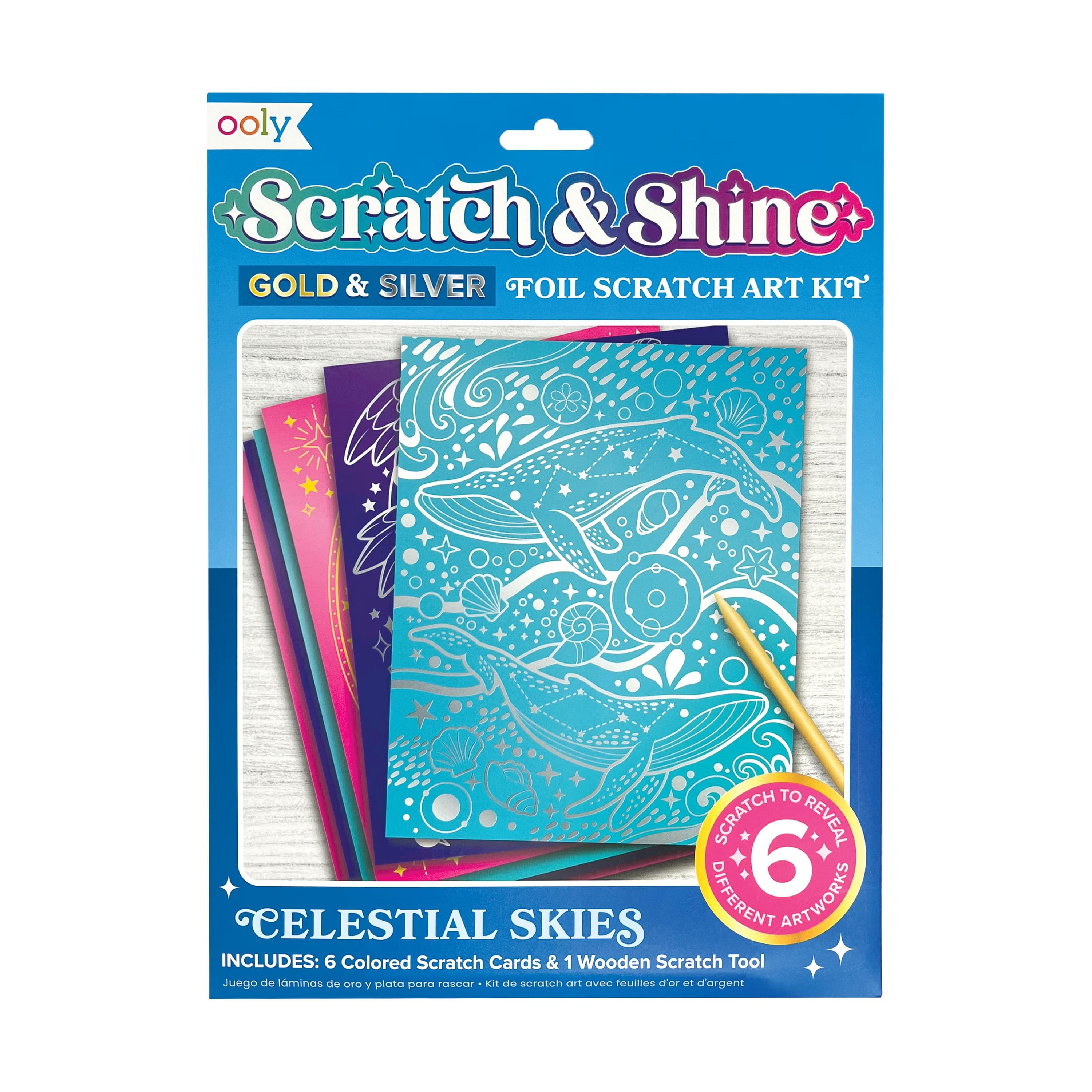 Ooly Scratch & Shine Foil Scratch Art Kit - Geometric Animals