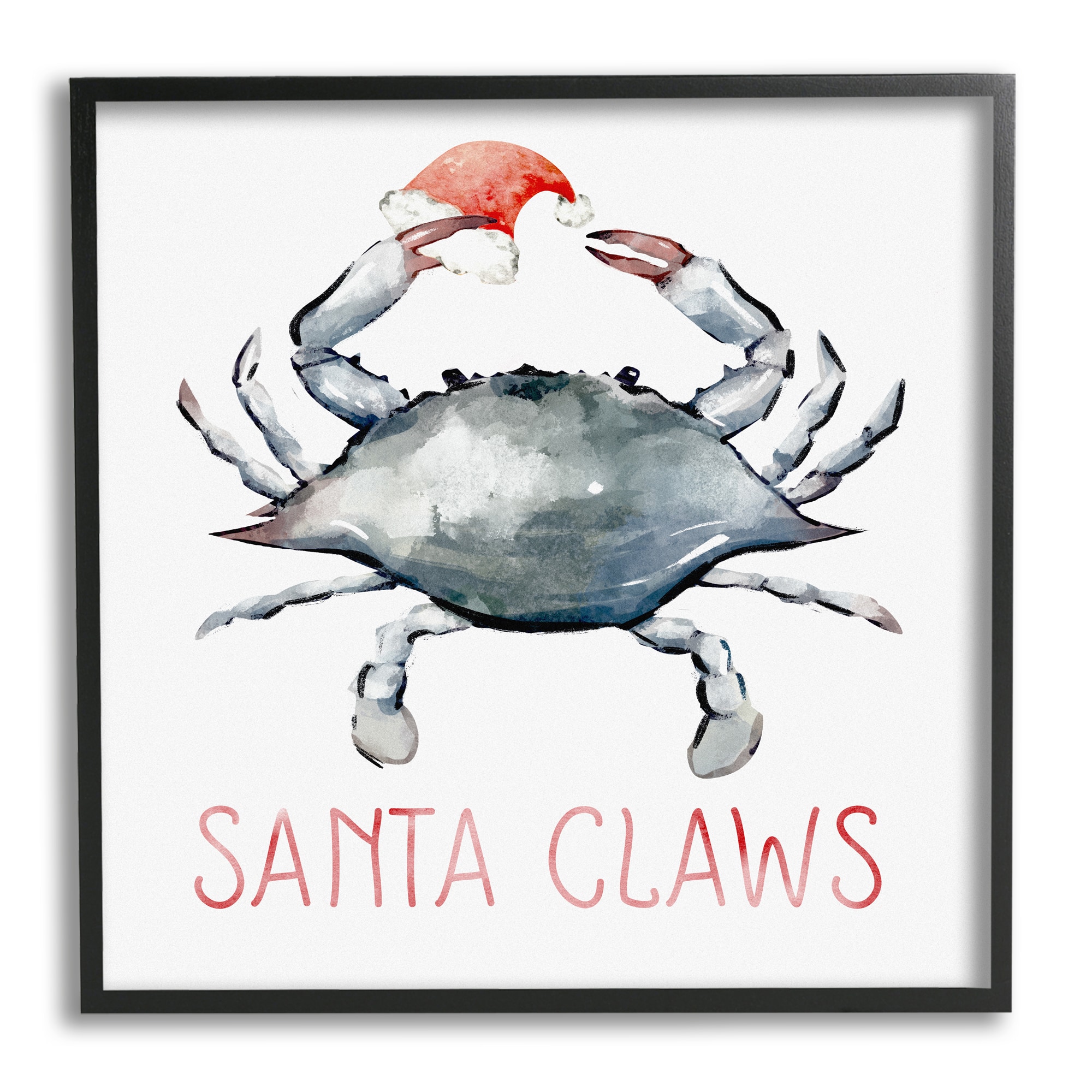 Stupell Industries Santa Claws Holiday Crab Framed Giclee Art