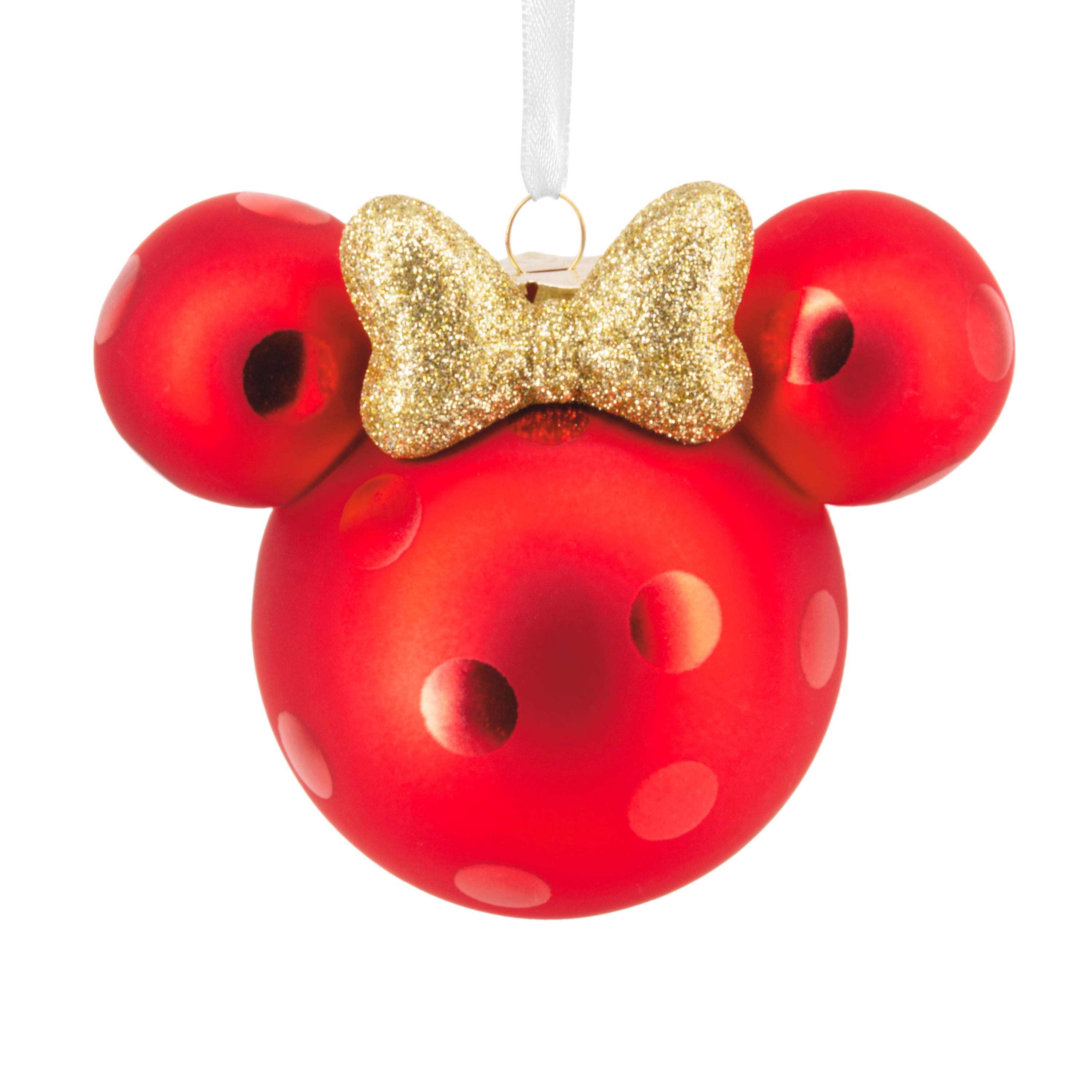Disney&#xAE; 4.25&#x22; Minnie Mouse Ears Icon Glass Christmas Ornament