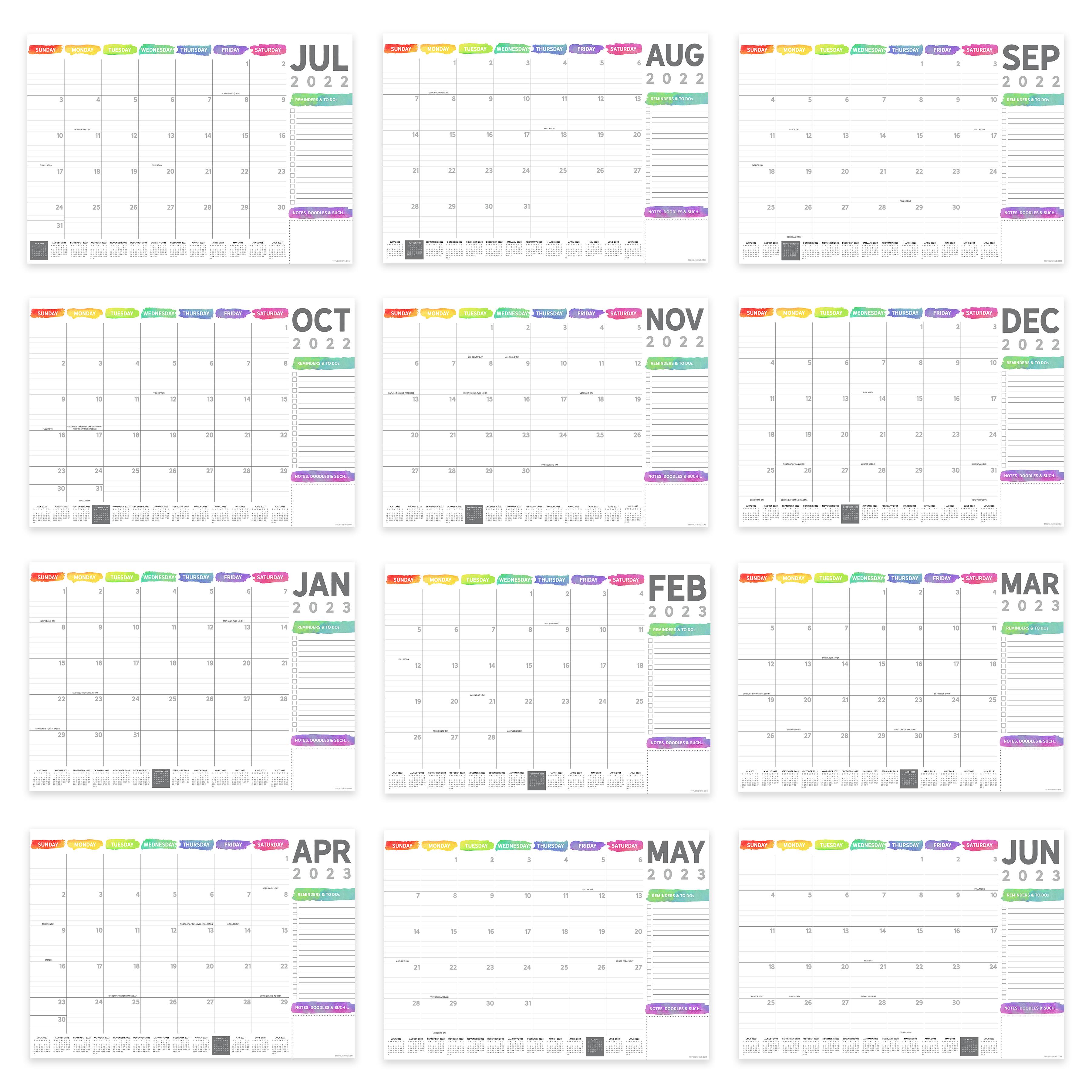 TF Publishing 2022-2023 Colors of the Rainbow Desk Pad Monthly Blotter ...