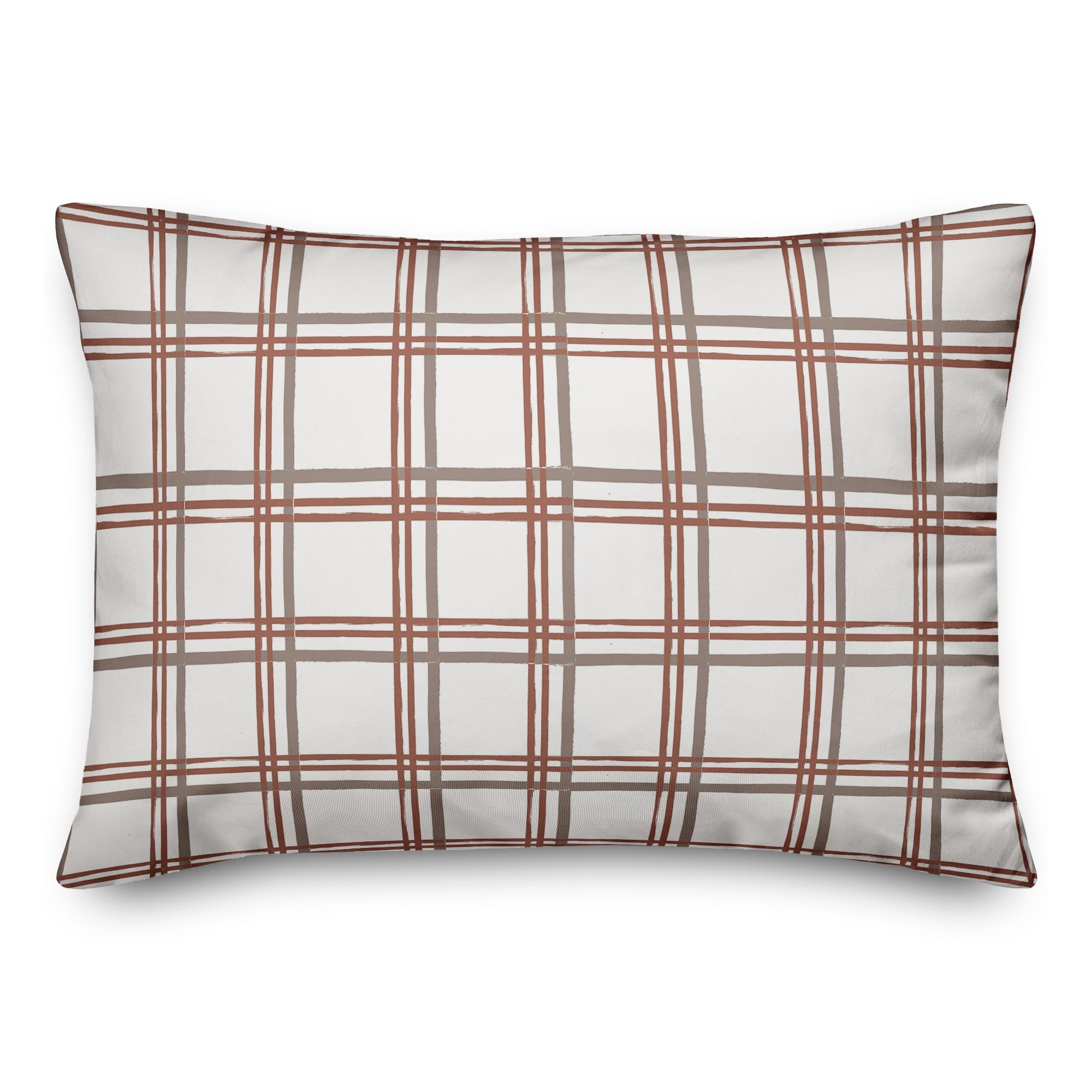 White & Red Holiday Plaid Throw Pillow
