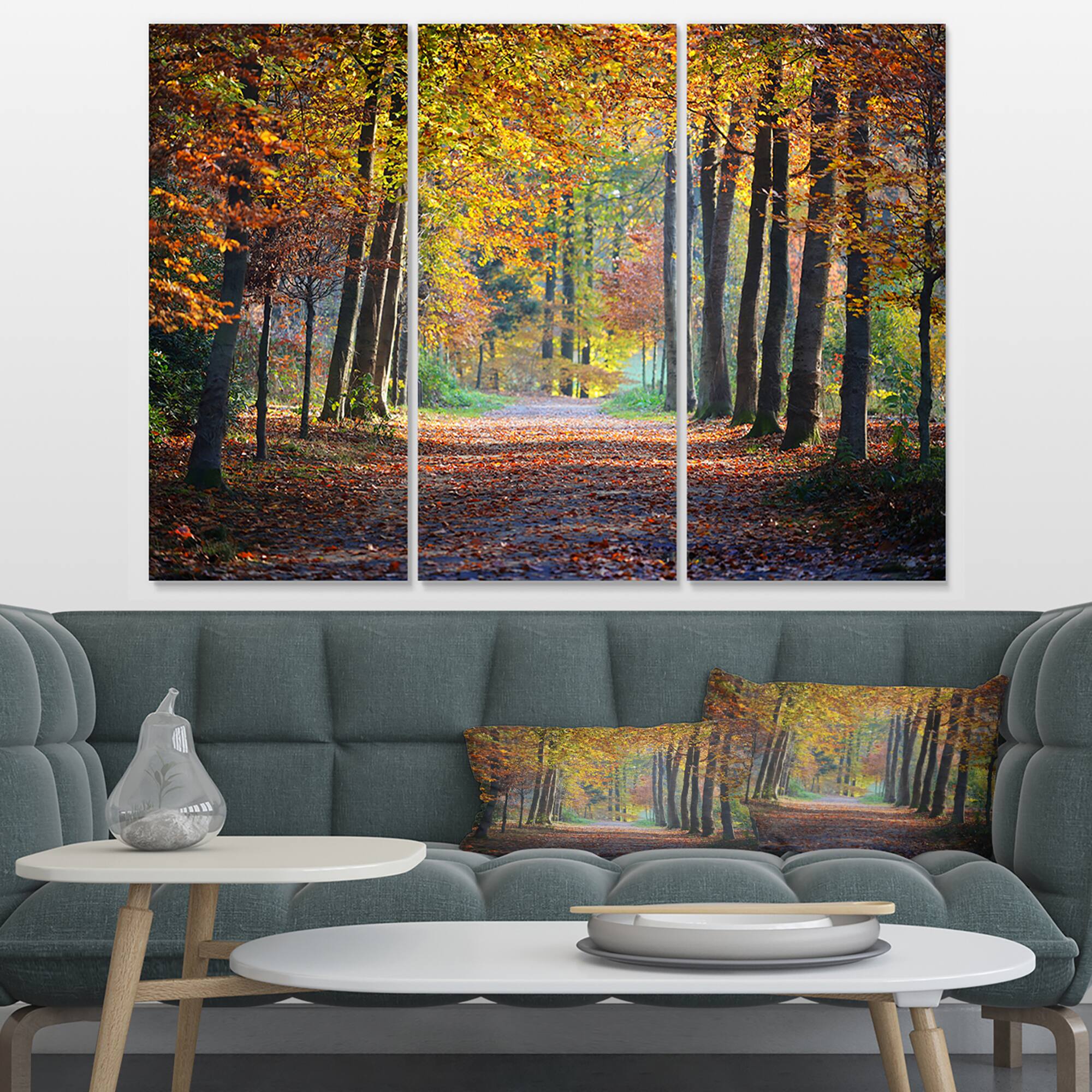 Designart - Wide Pathway in Yellow Fall Forest